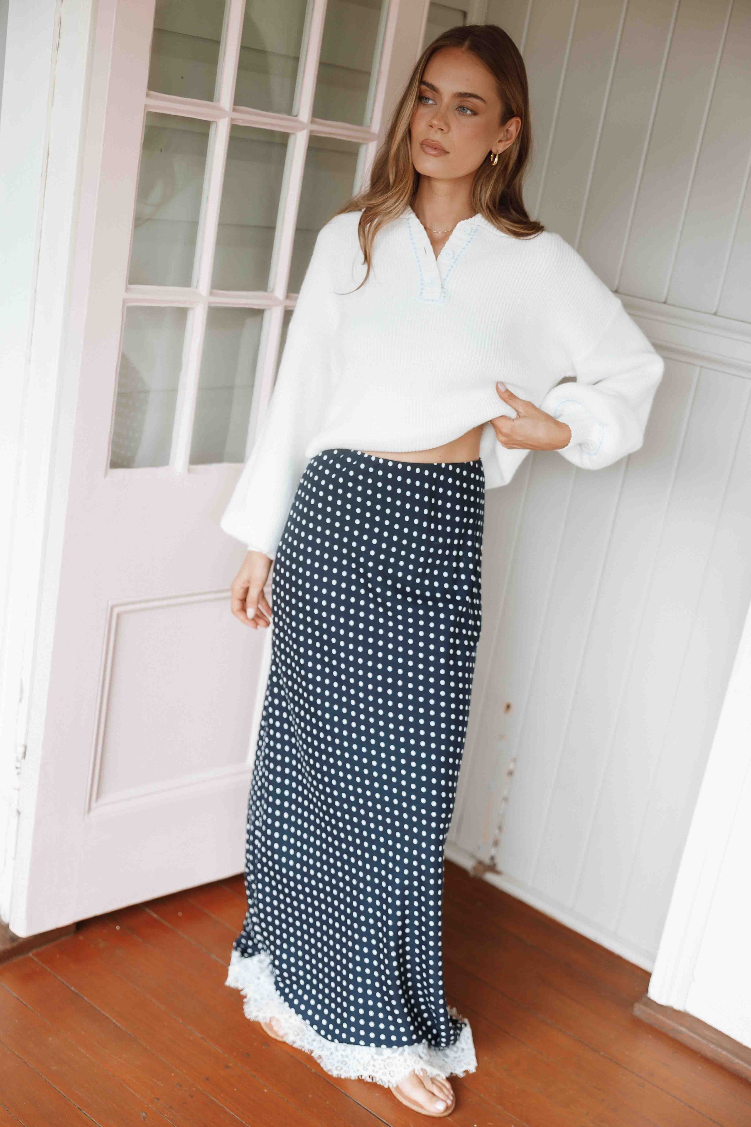BOTTOMS Velman Skirt - Blue Polka Dot