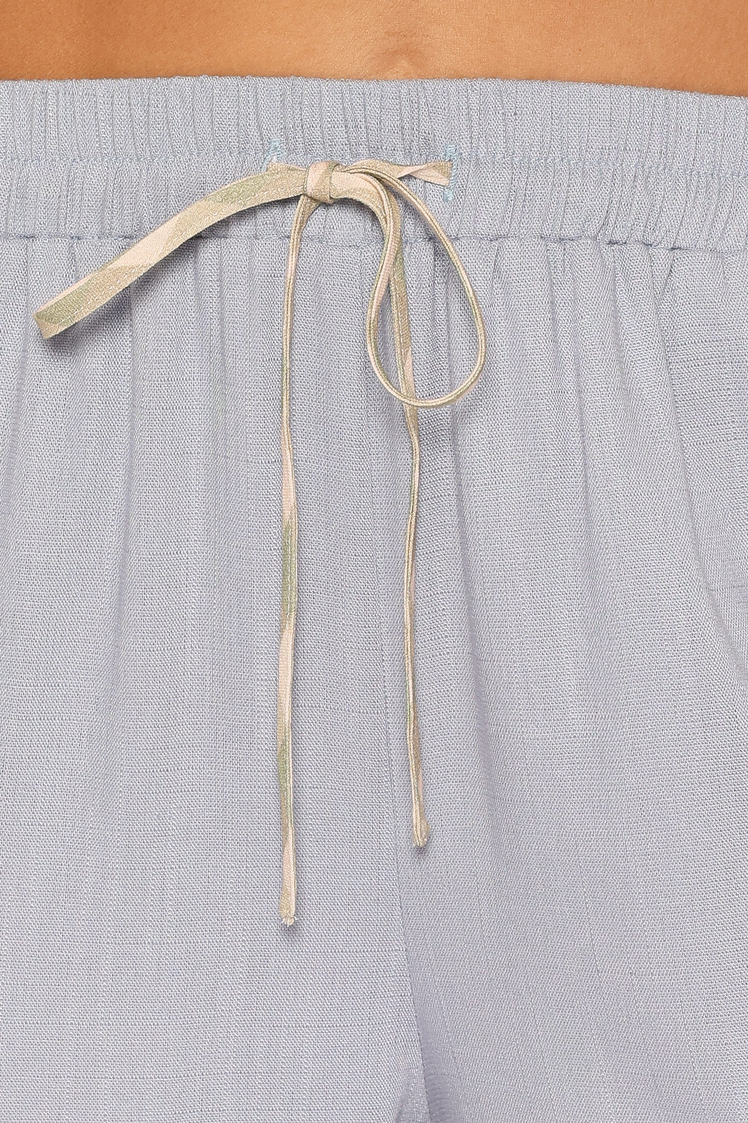 BOTTOMS Venda Contrast Trim Pants - Light Blue Linen