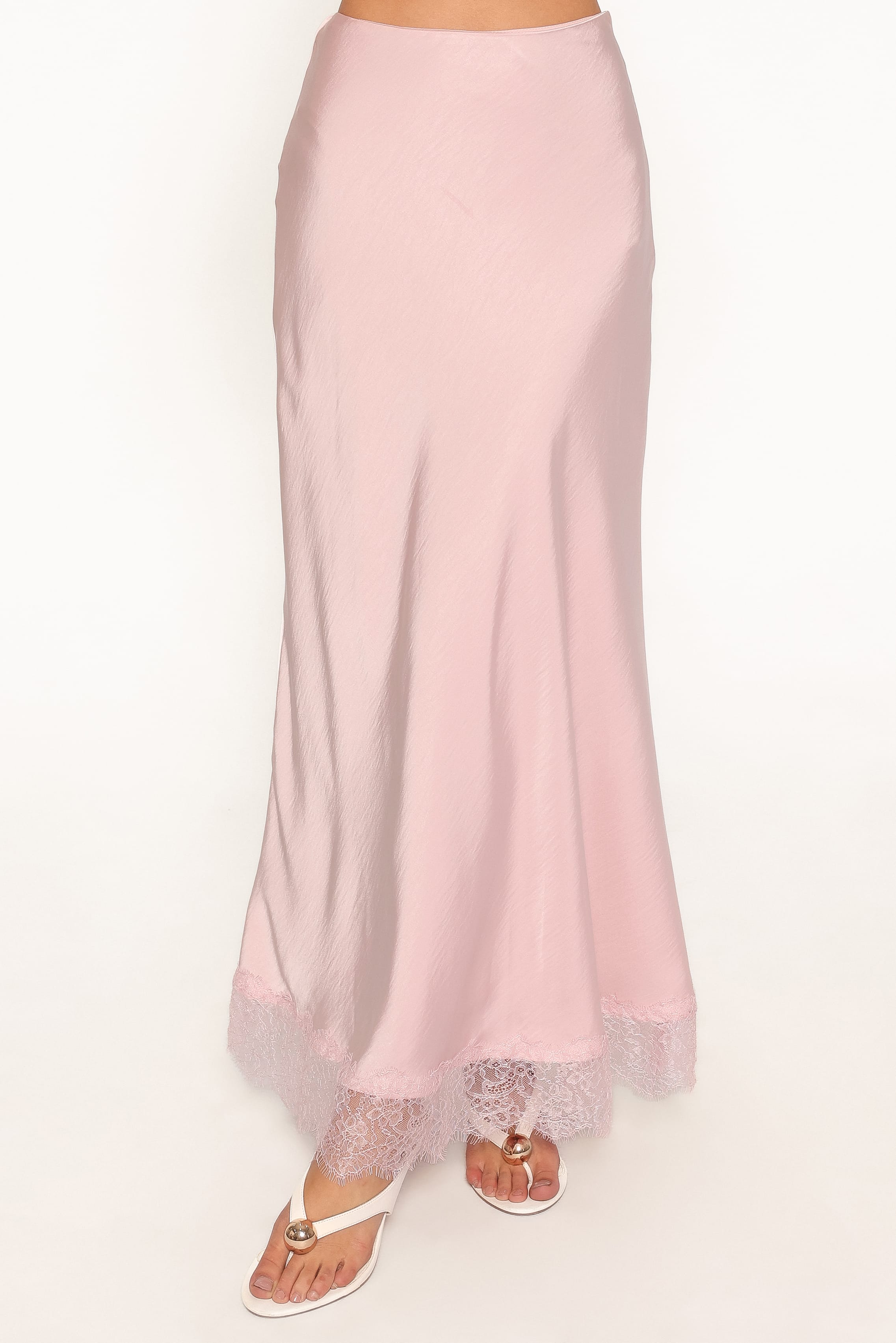 BOTTOMS Zarni Lace Trim Maxi Skirt - Pink