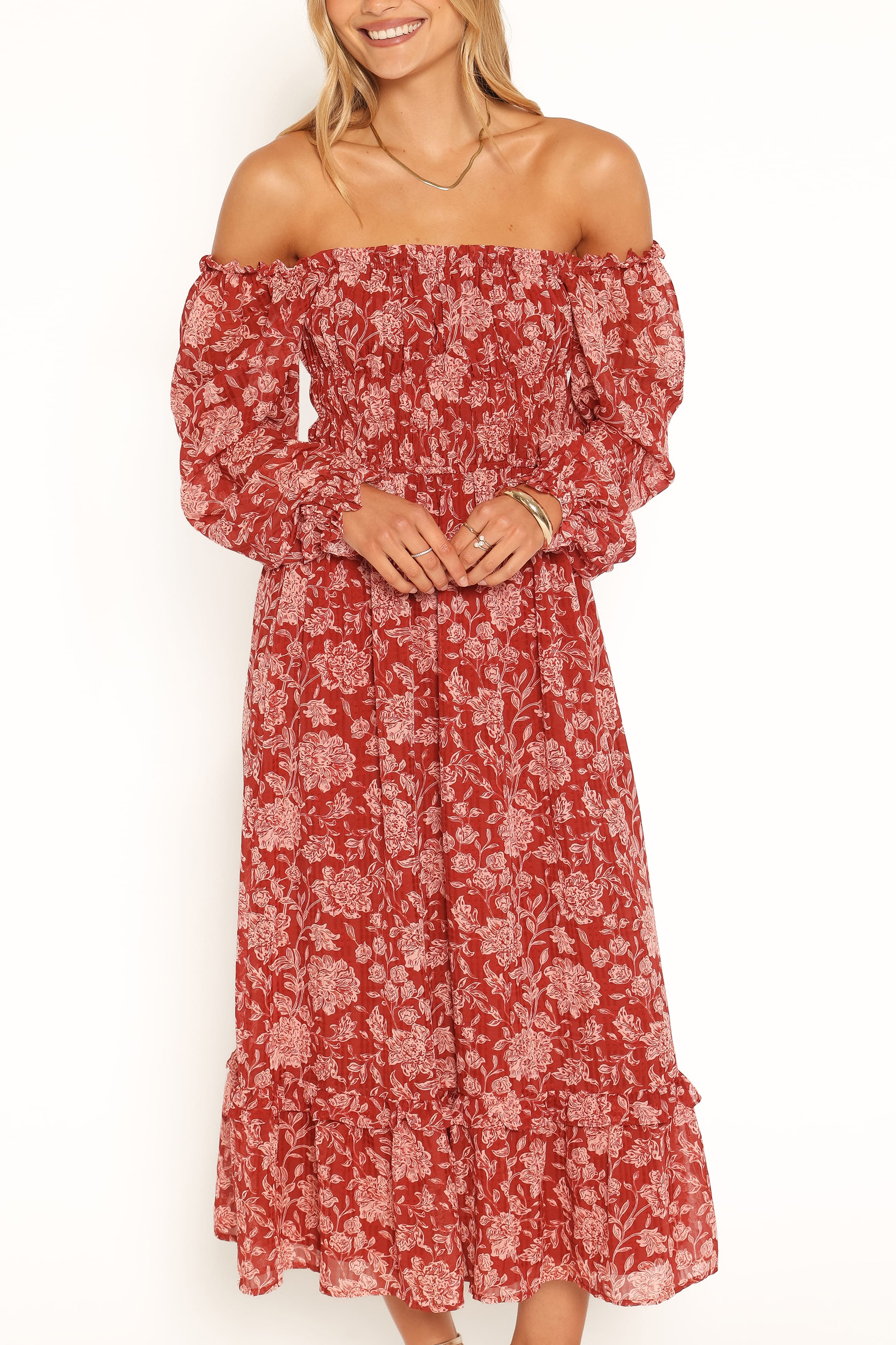 DRESSES Aine Midi Dress - Red Floral