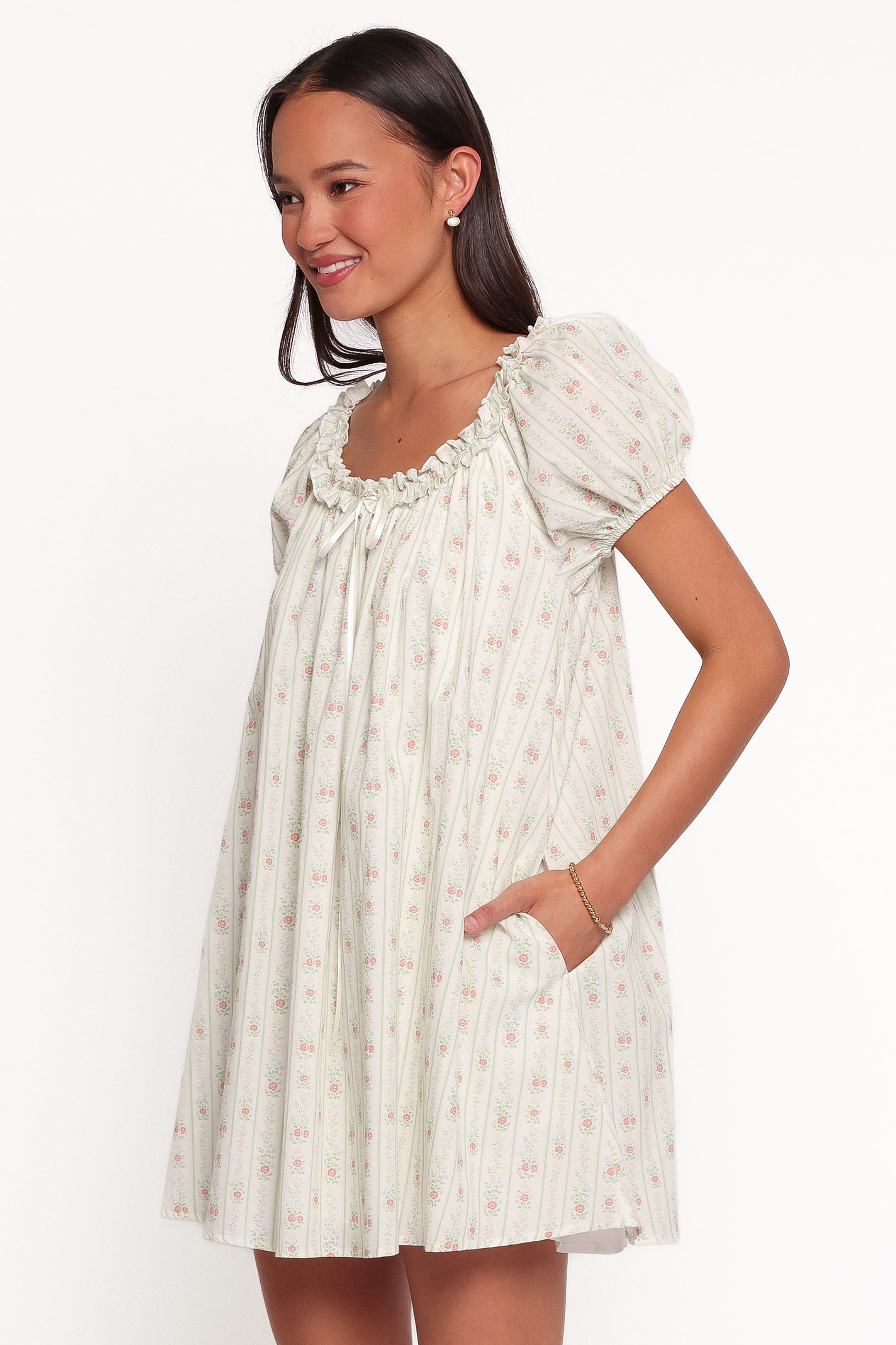 DRESSES Almeida Mini Dress - Green Wallpaper Floral