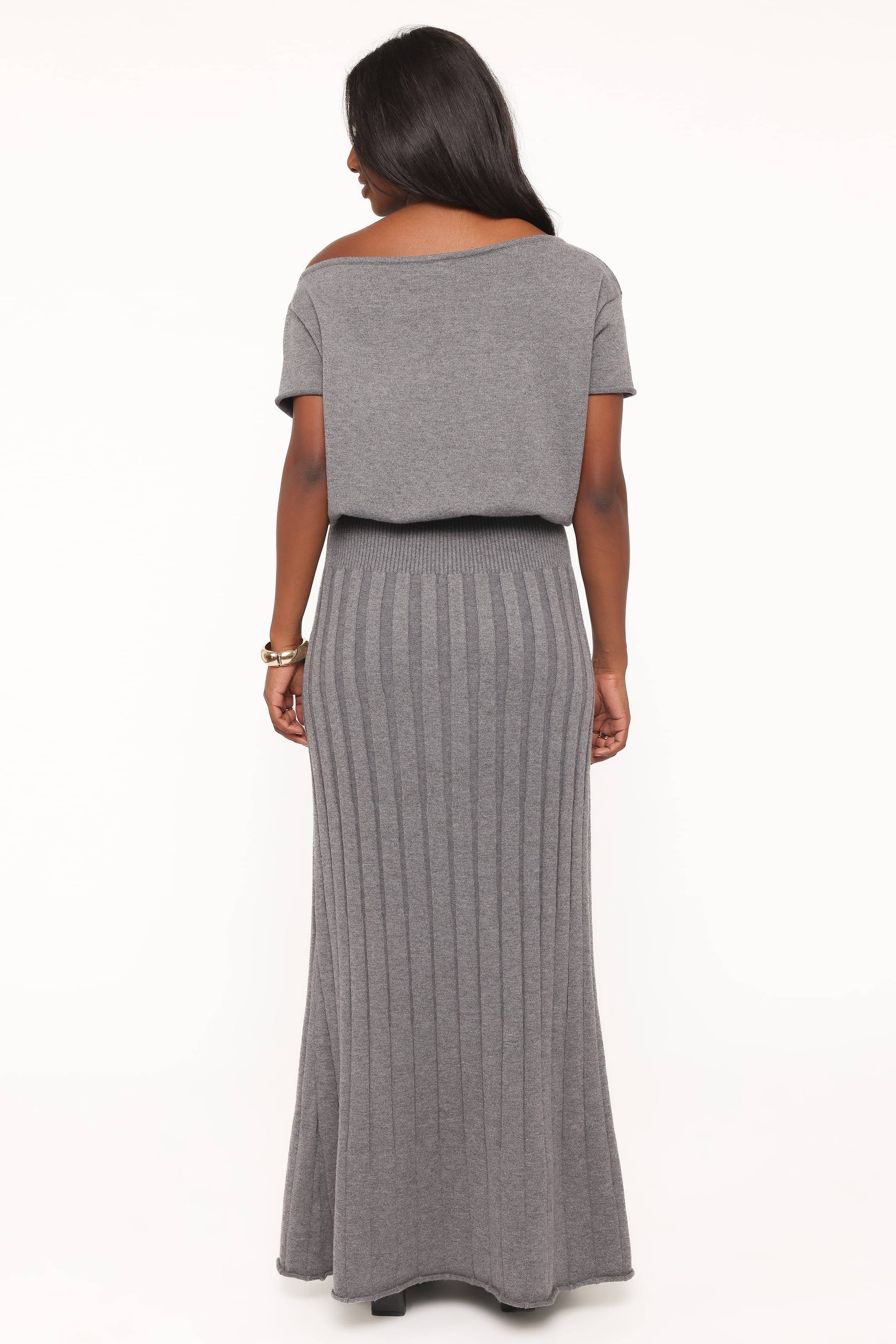 DRESSES Arnie Off Shoulder Midi Dress - Charcoal Grey