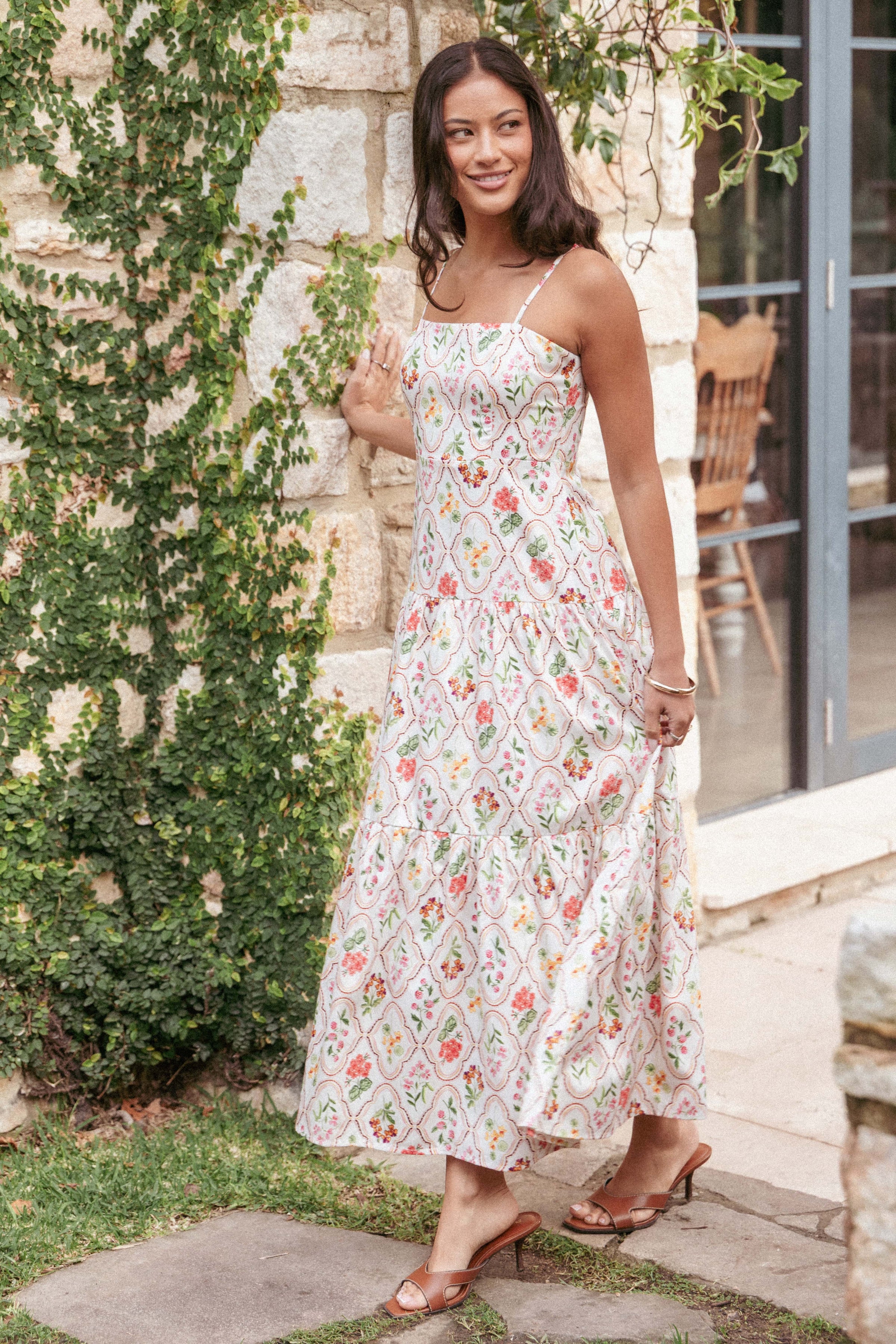 DRESSES Botanique Midi Dress - Coral Wildflower