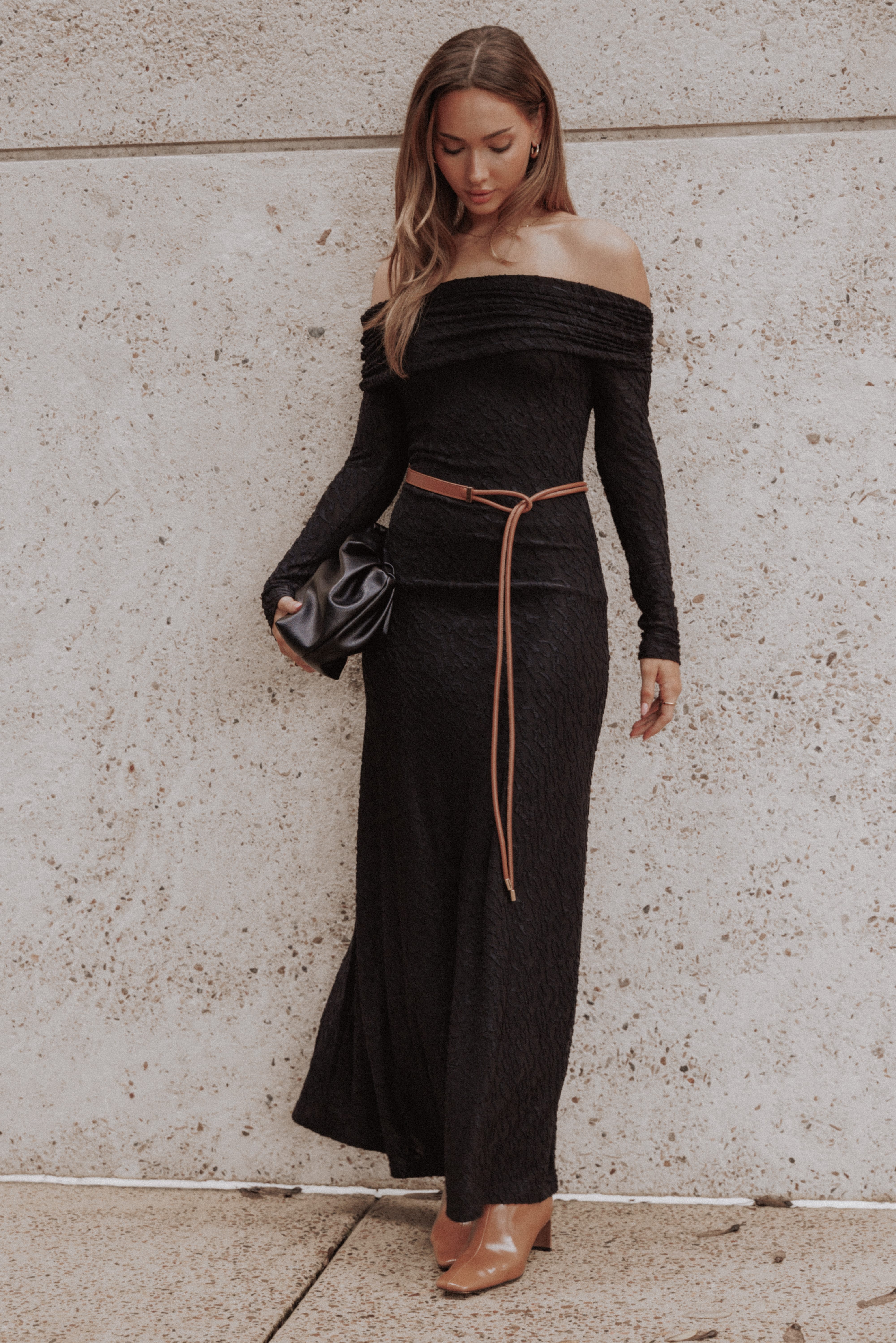 DRESSES Brandy Textured Mesh Maxi Dress - Black