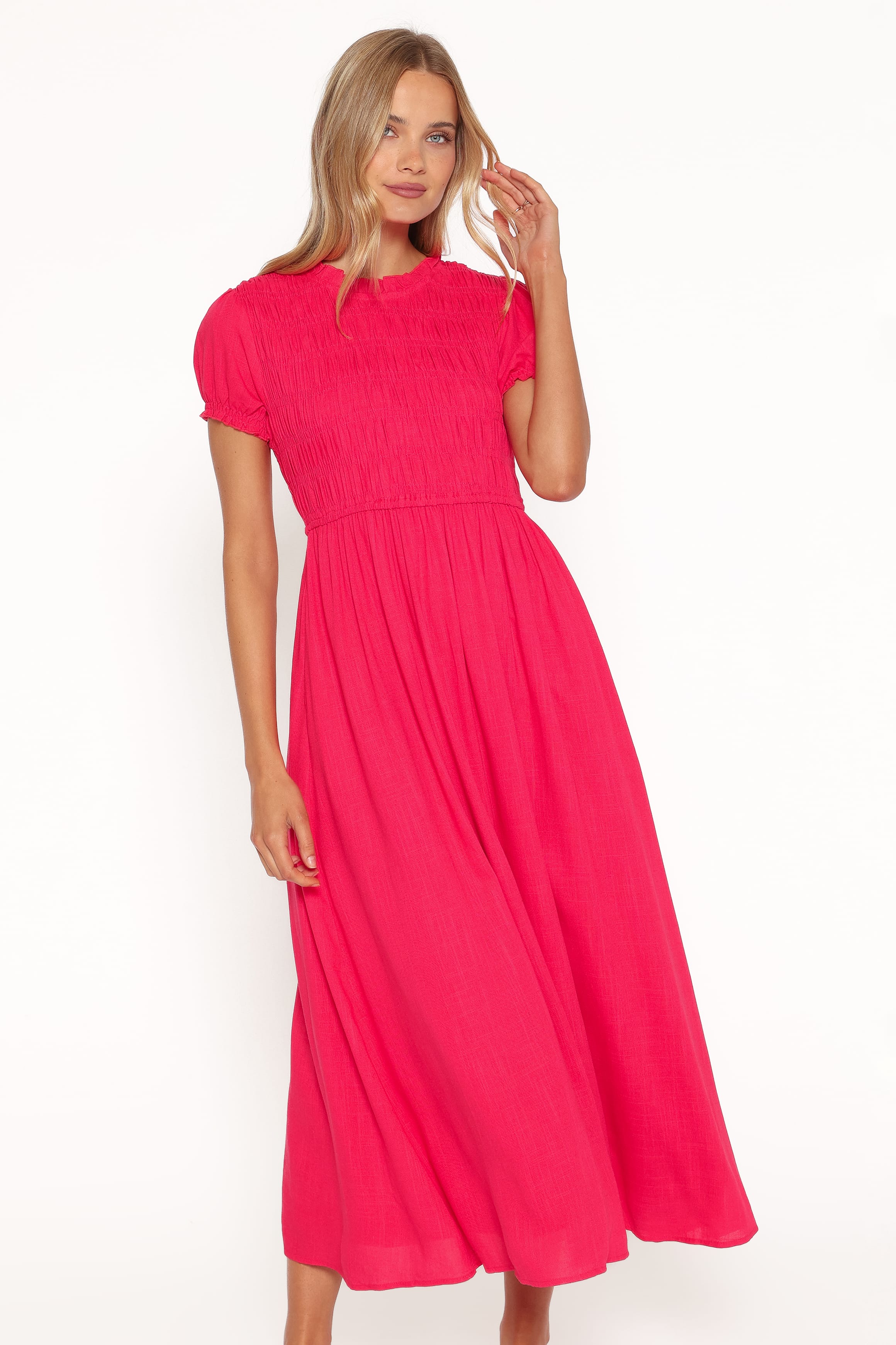 DRESSES Darla Puff Sleeve Dress - Hot Coral