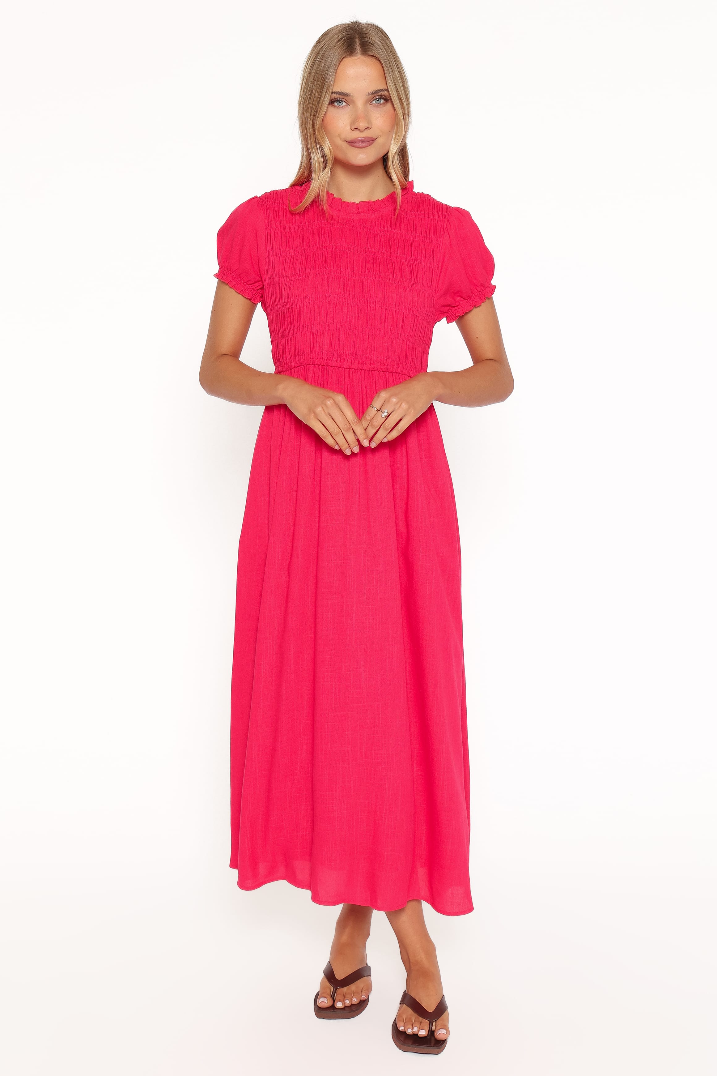 DRESSES Darla Puff Sleeve Dress - Hot Coral