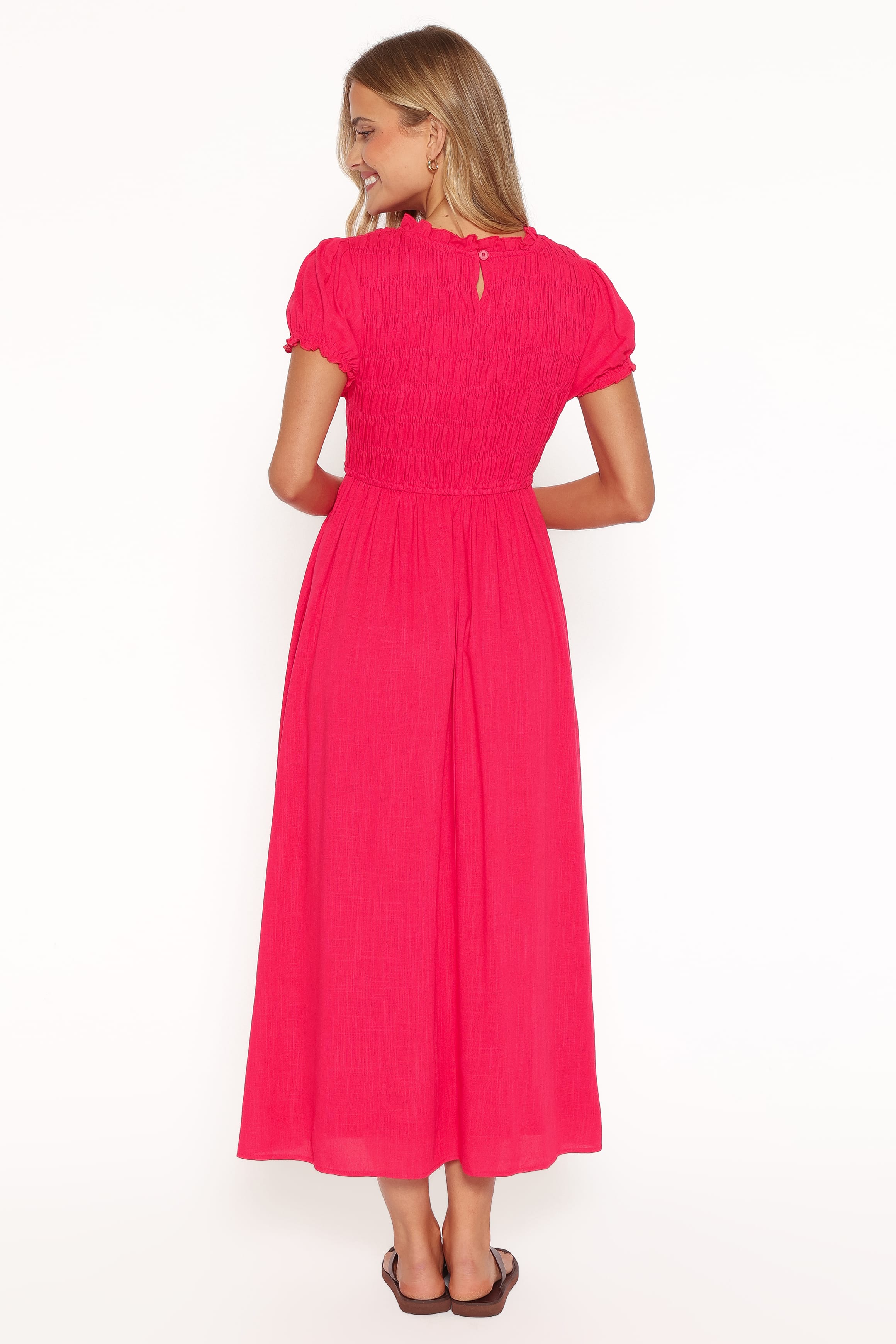 DRESSES Darla Puff Sleeve Dress - Hot Coral