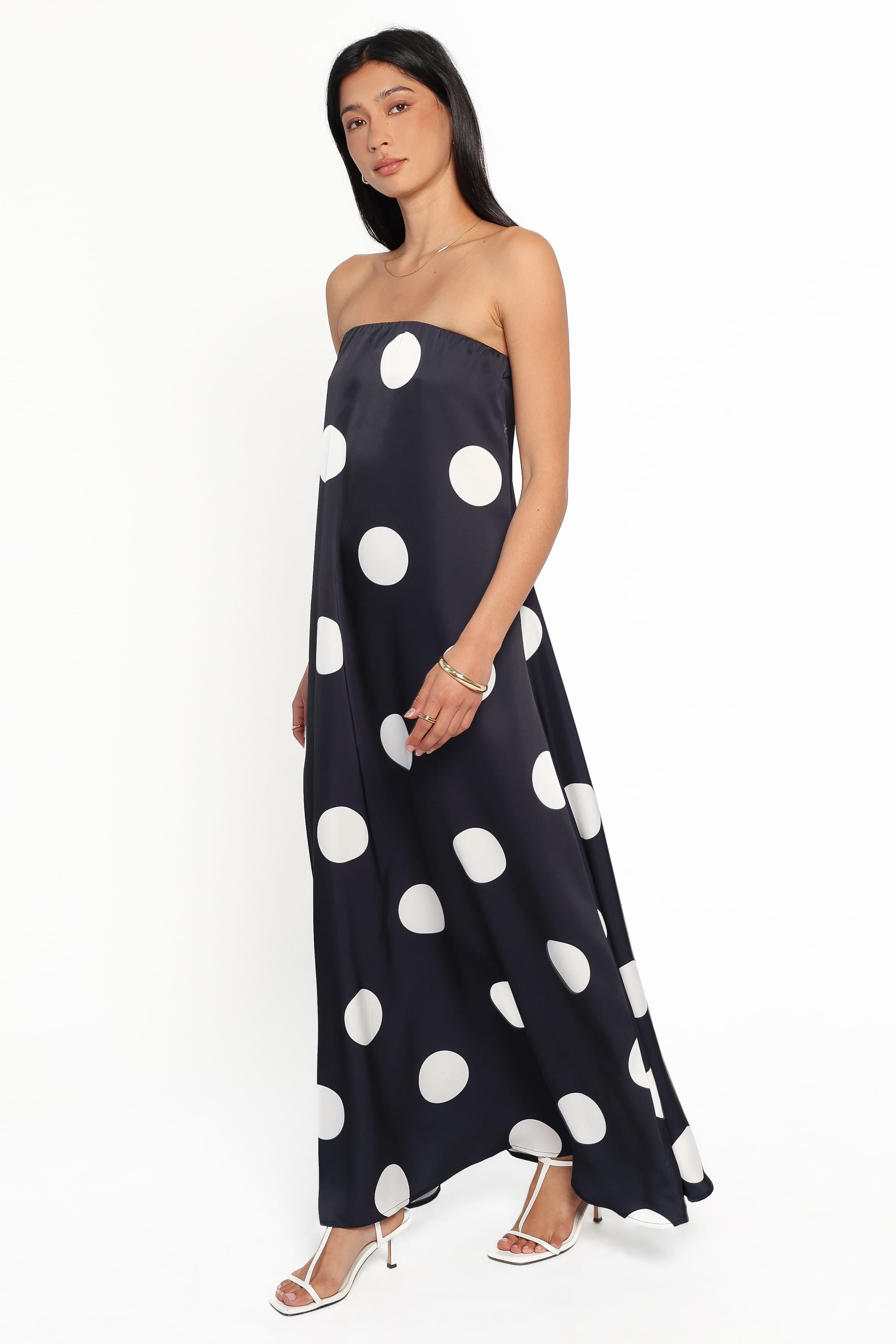 DRESSES Delaney Strapless Maxi Dress - Black Polka Dot