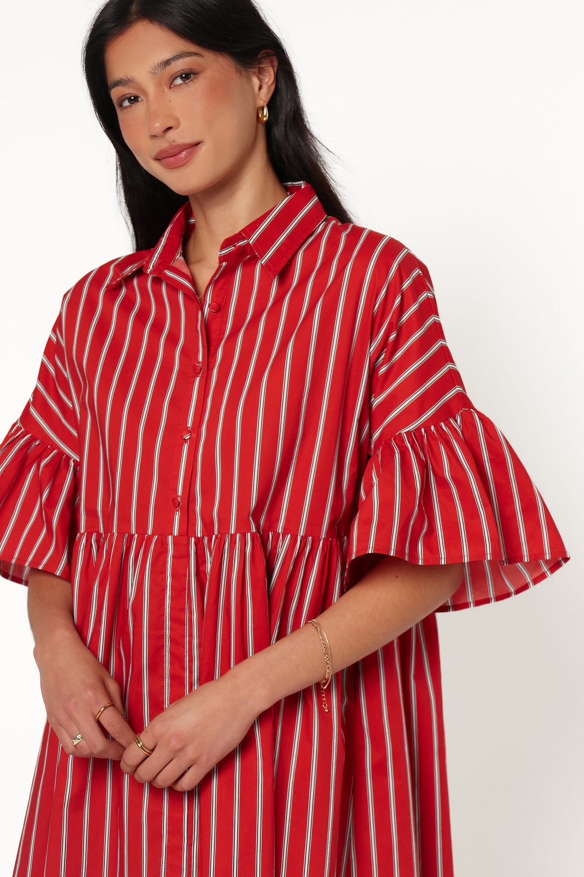 DRESSES Didi Frill Mini Dress - Red Stripe