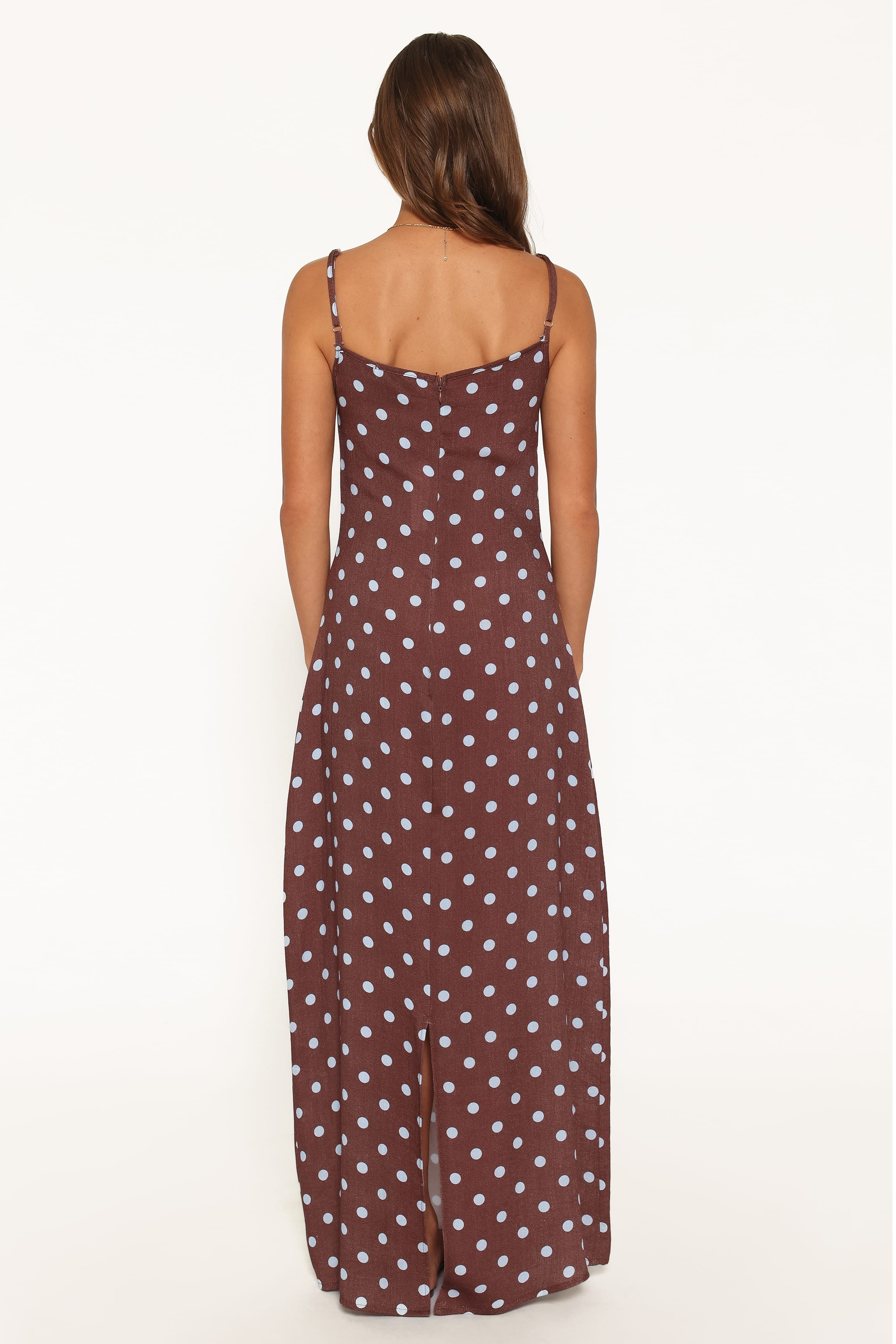 DRESSES Elton Maxi Dress - Brown/Blue Polka Dot