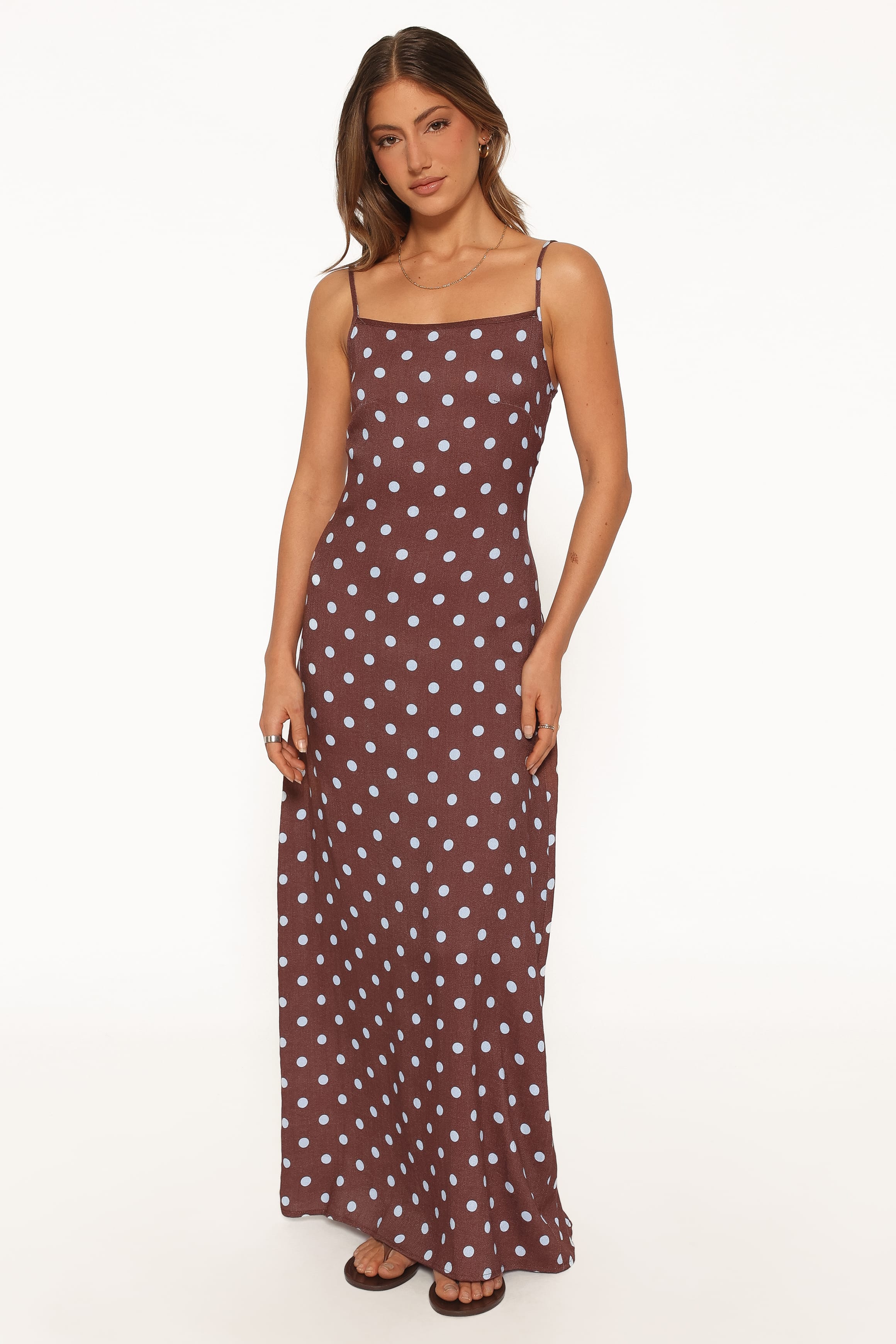 DRESSES Elton Maxi Dress - Brown/Blue Polka Dot