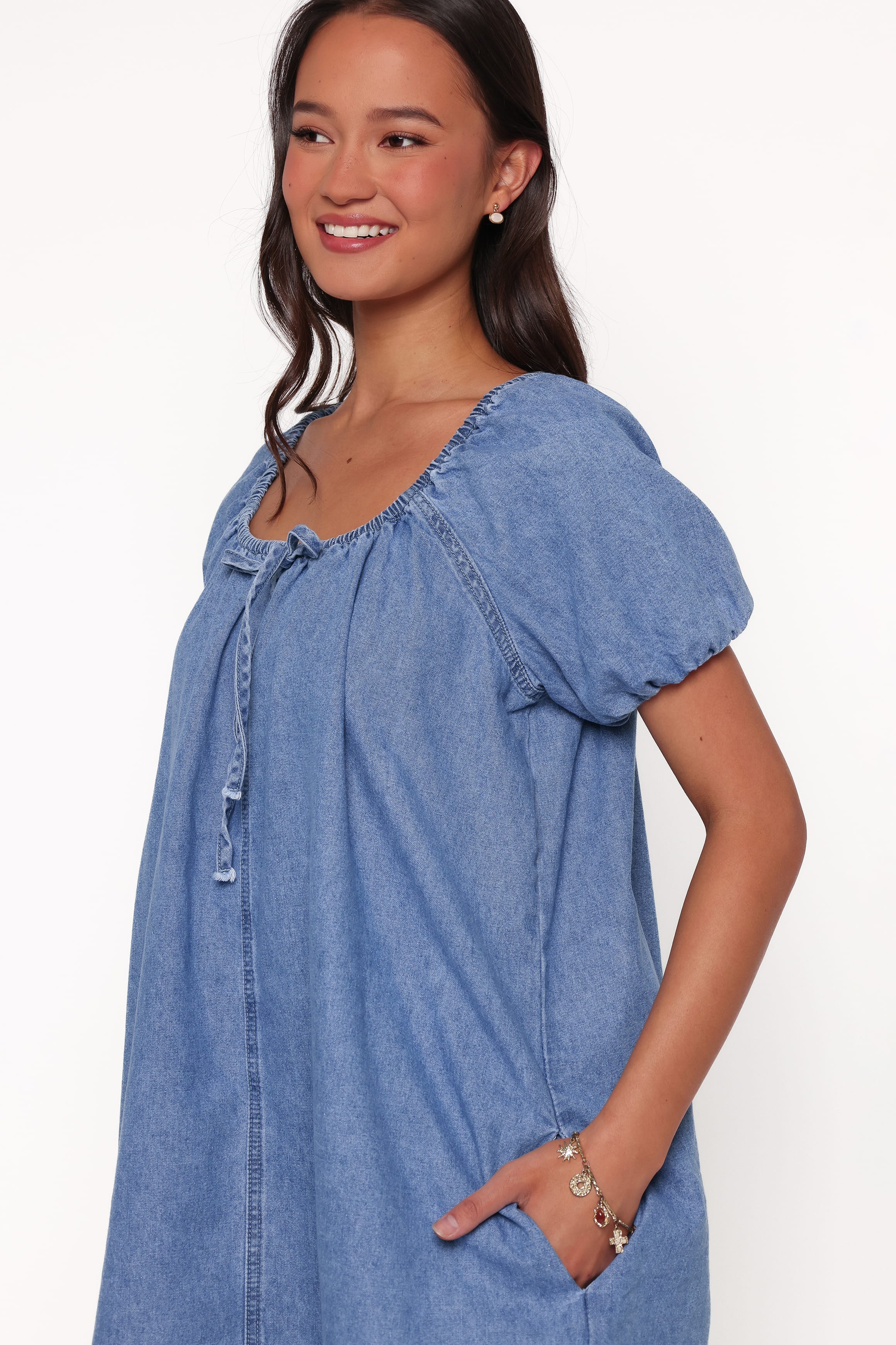 DRESSES Farren Mini Dress - Mid Wash Denim Blue