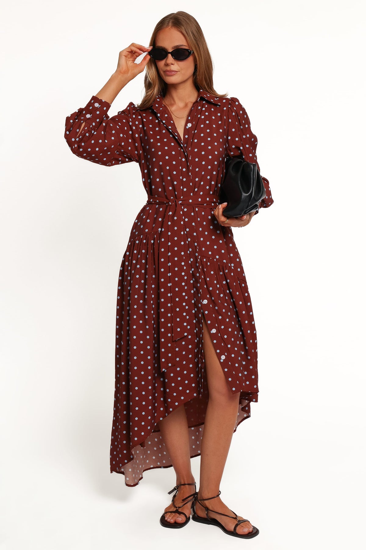 DRESSES Graylen Midi Dress - Brown/Blue Spot