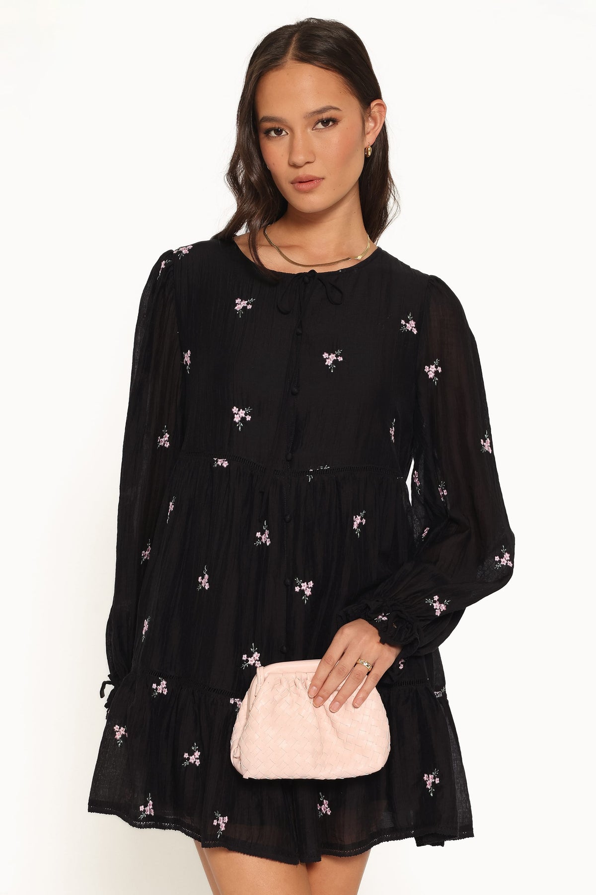 DRESSES Immy Embroidered Mini Dress - Black Floral