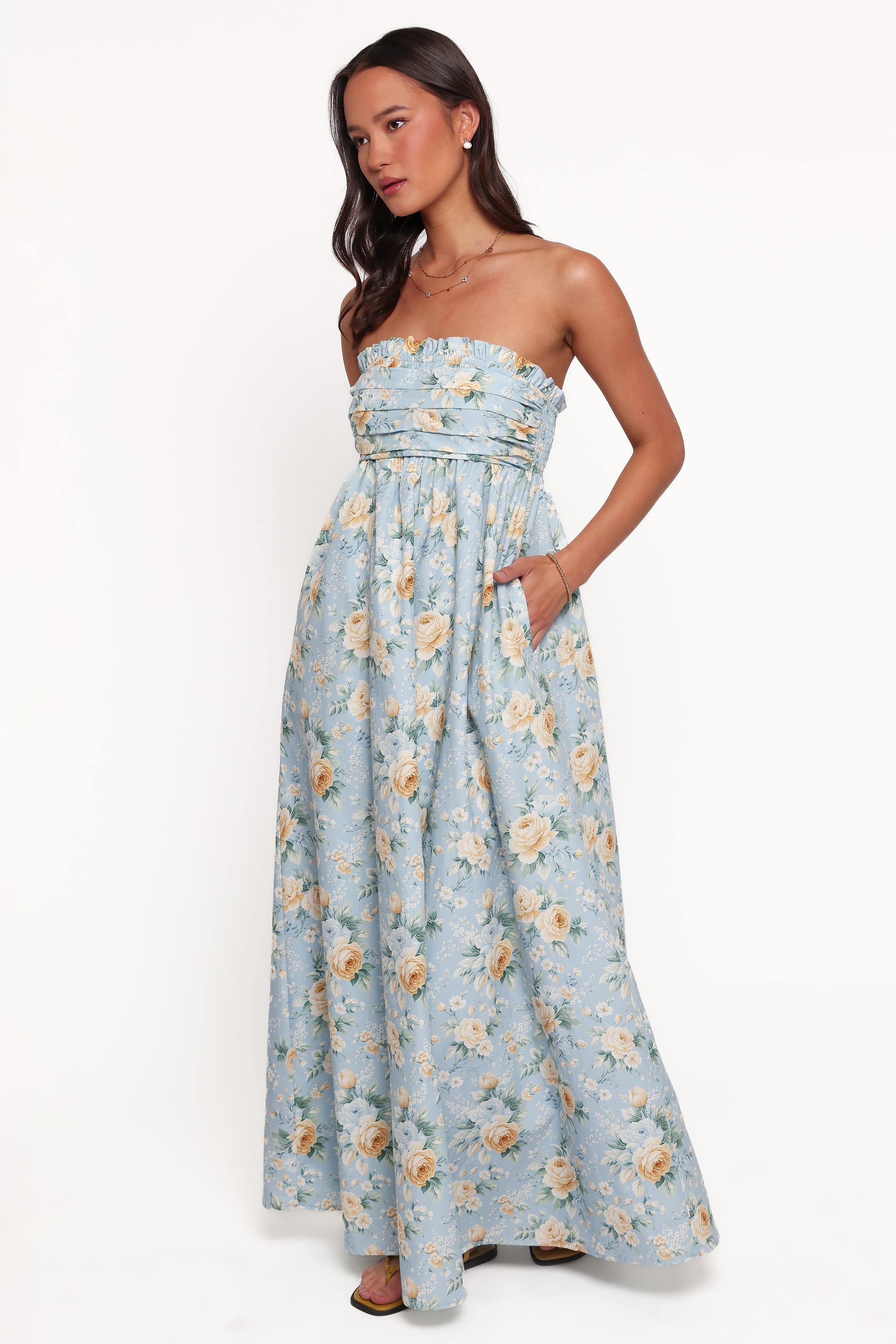DRESSES Ivara Strapless Maxi Dress - Blue Vintage Floral