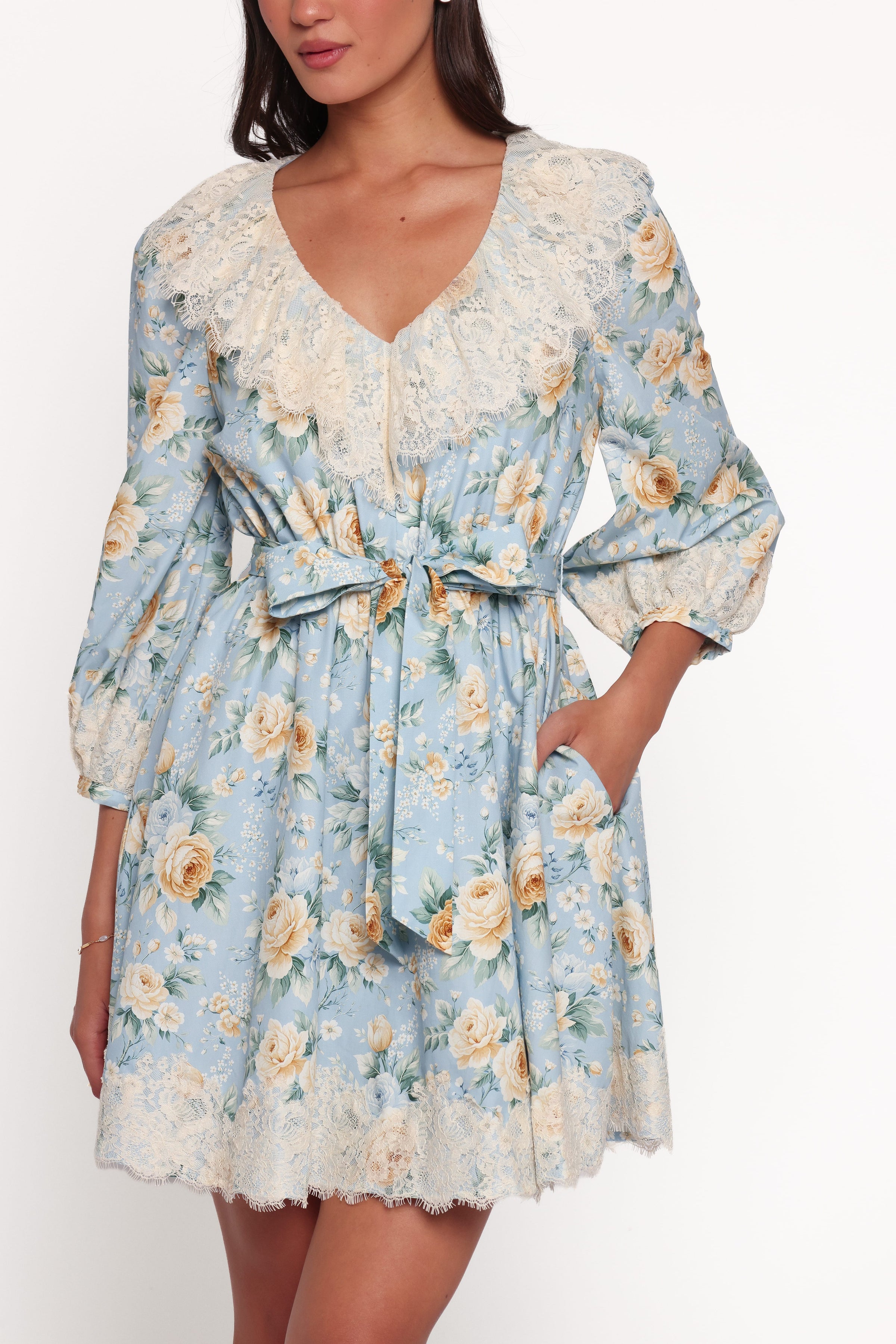 DRESSES Jalen Long Sleeve Mini Dress - Blue Vintage Floral