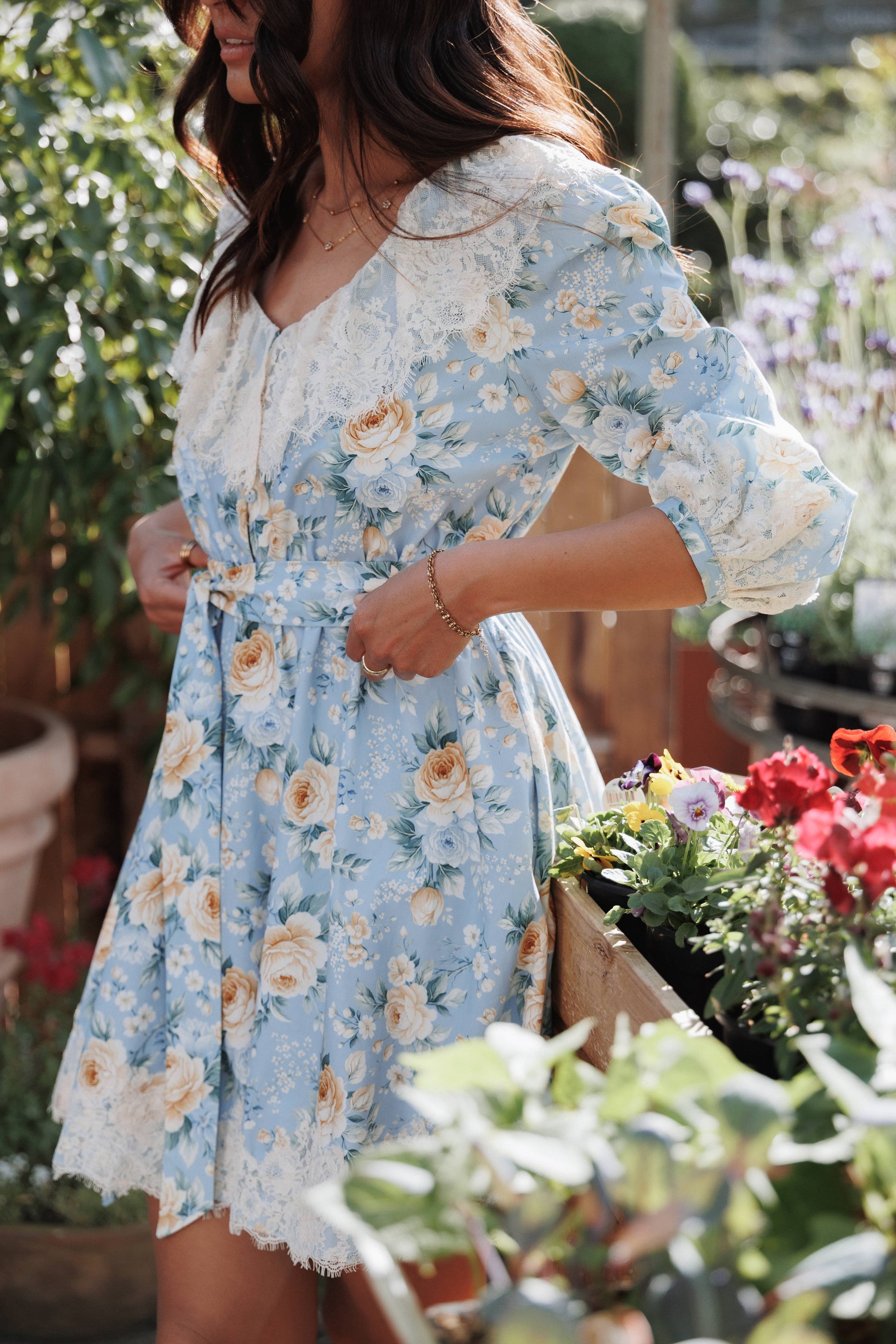 DRESSES Jalen Long Sleeve Mini Dress - Blue Vintage Floral