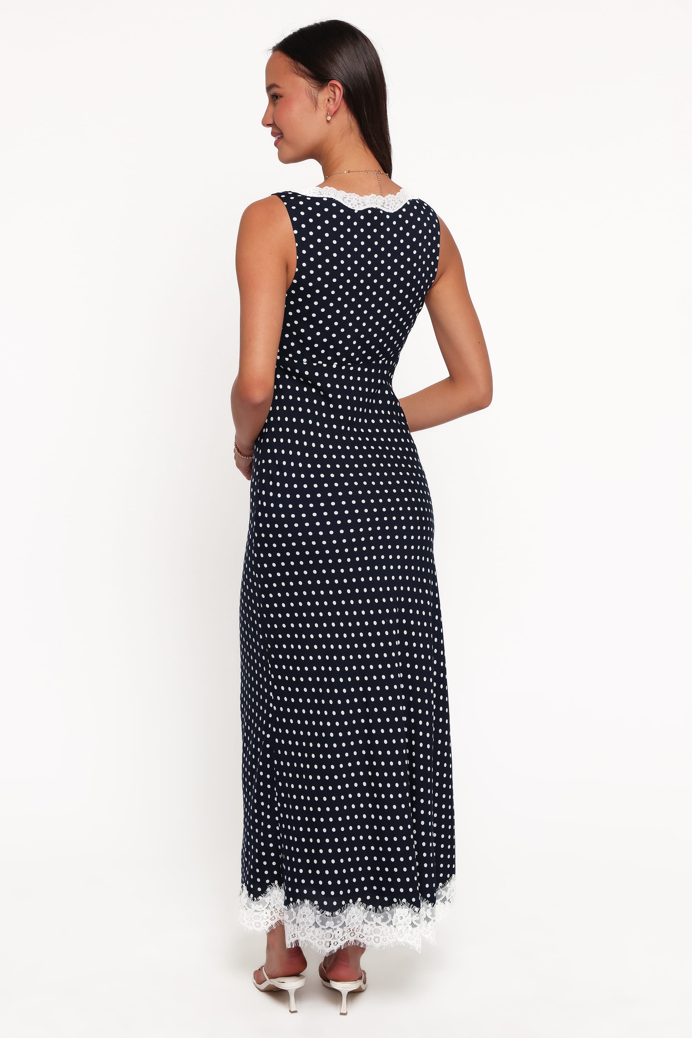 DRESSES Jeanette Midi Dress - Navy/White Polka Dot