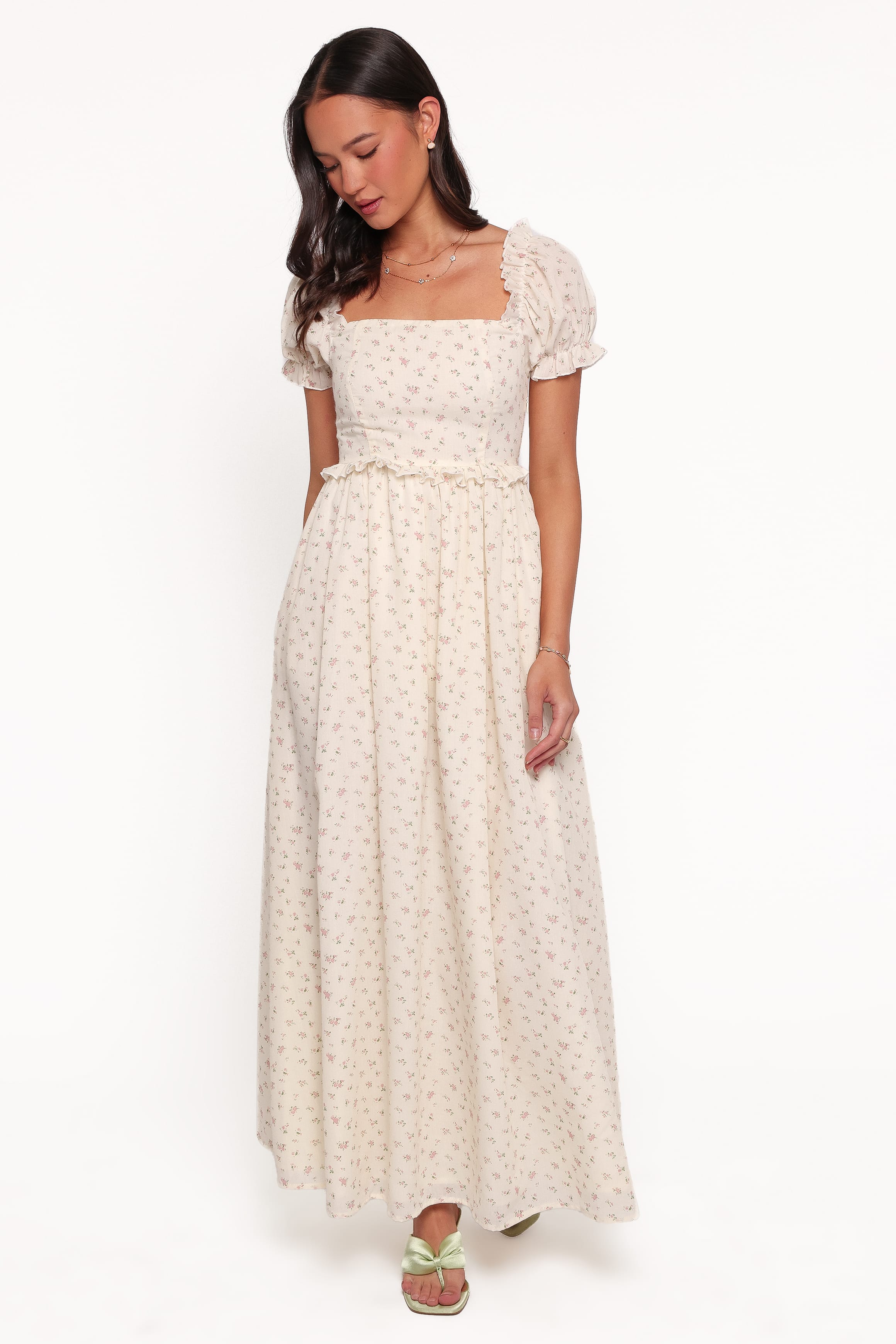 DRESSES Jorina Puff Sleeve Maxi Dress - Cream Ditsy Floral