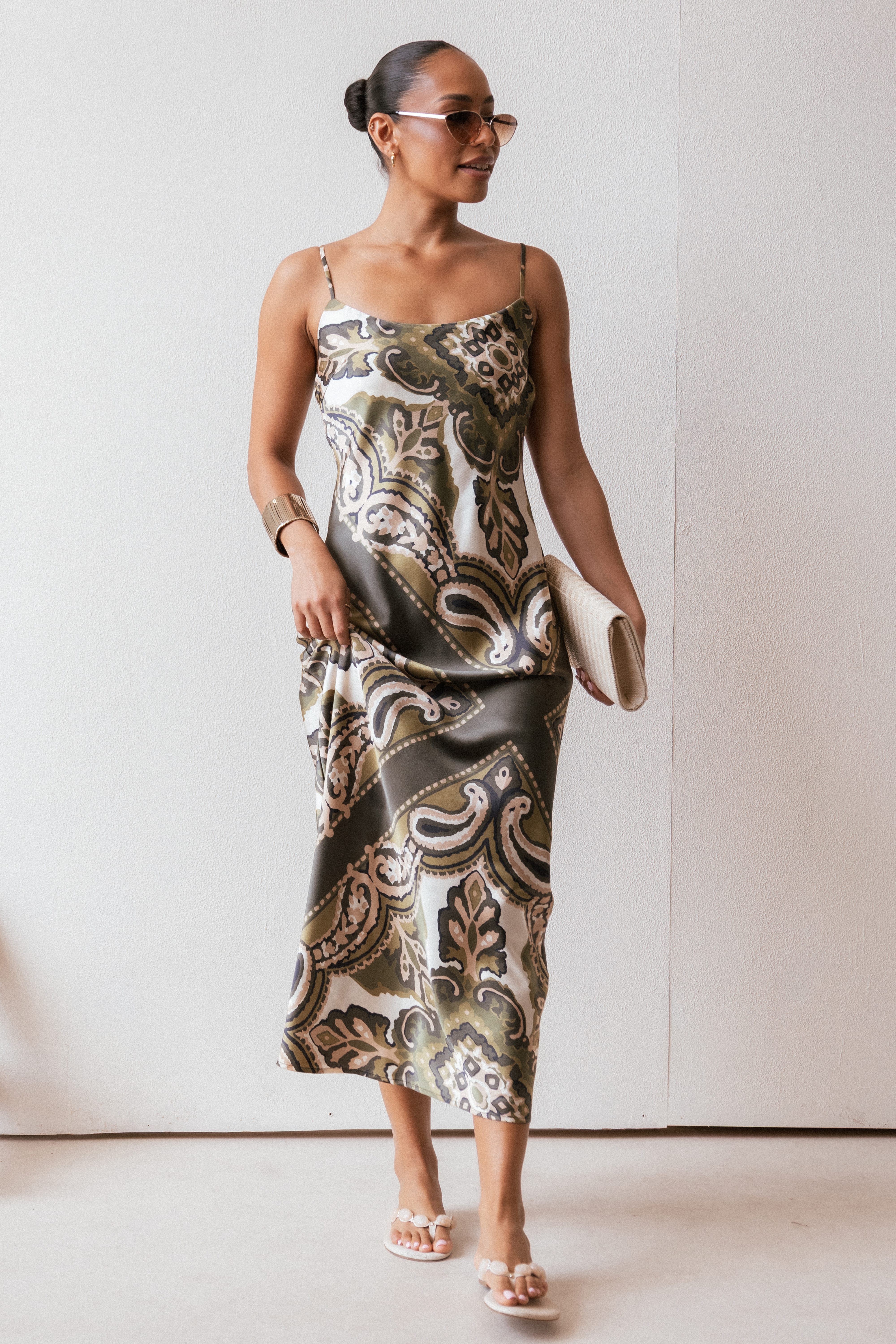 DRESSES Kamila Maxi Dress - Green Scarf Print