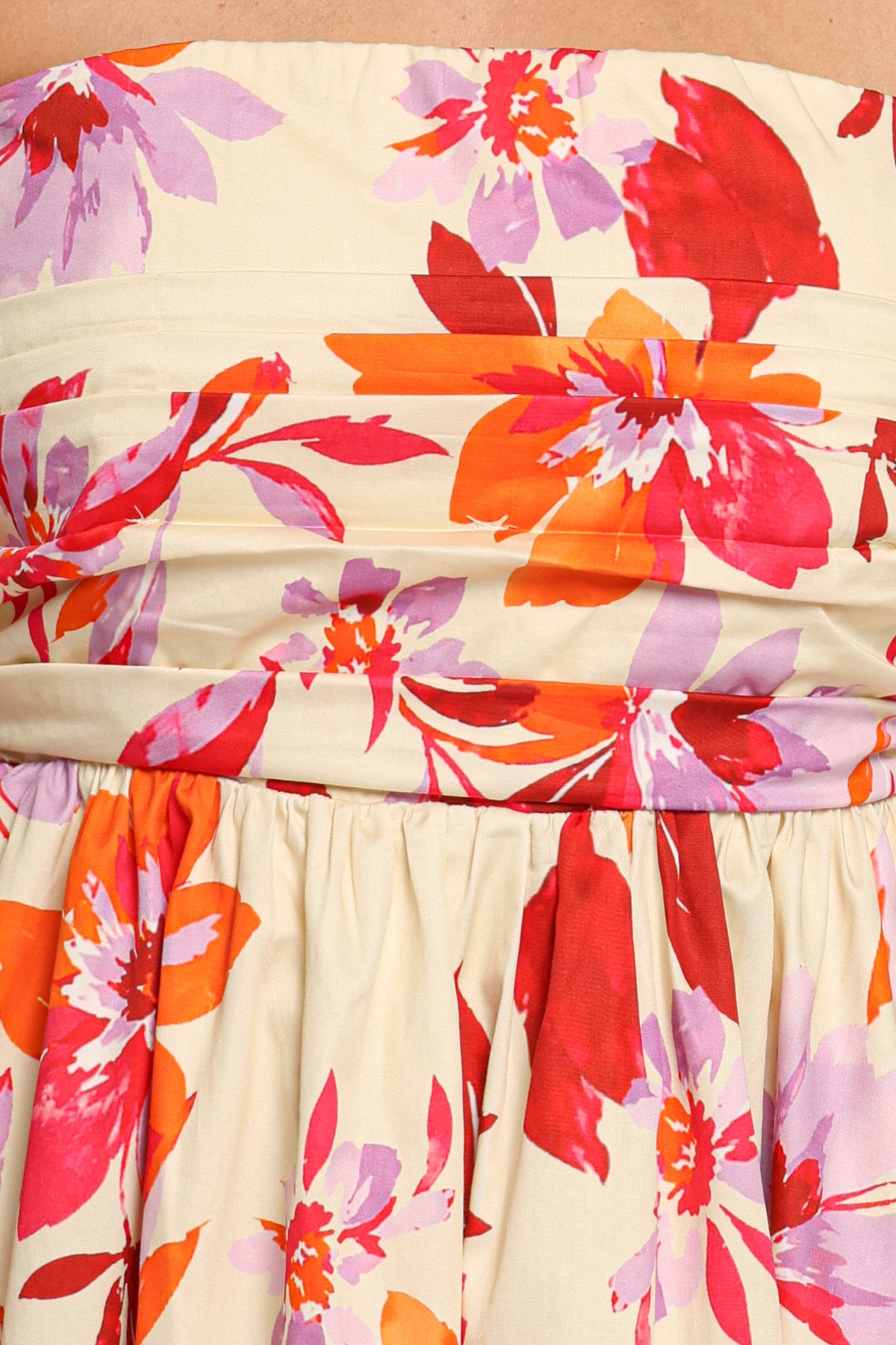 DRESSES Kayt Strapless Dress - Orange Pink Floral