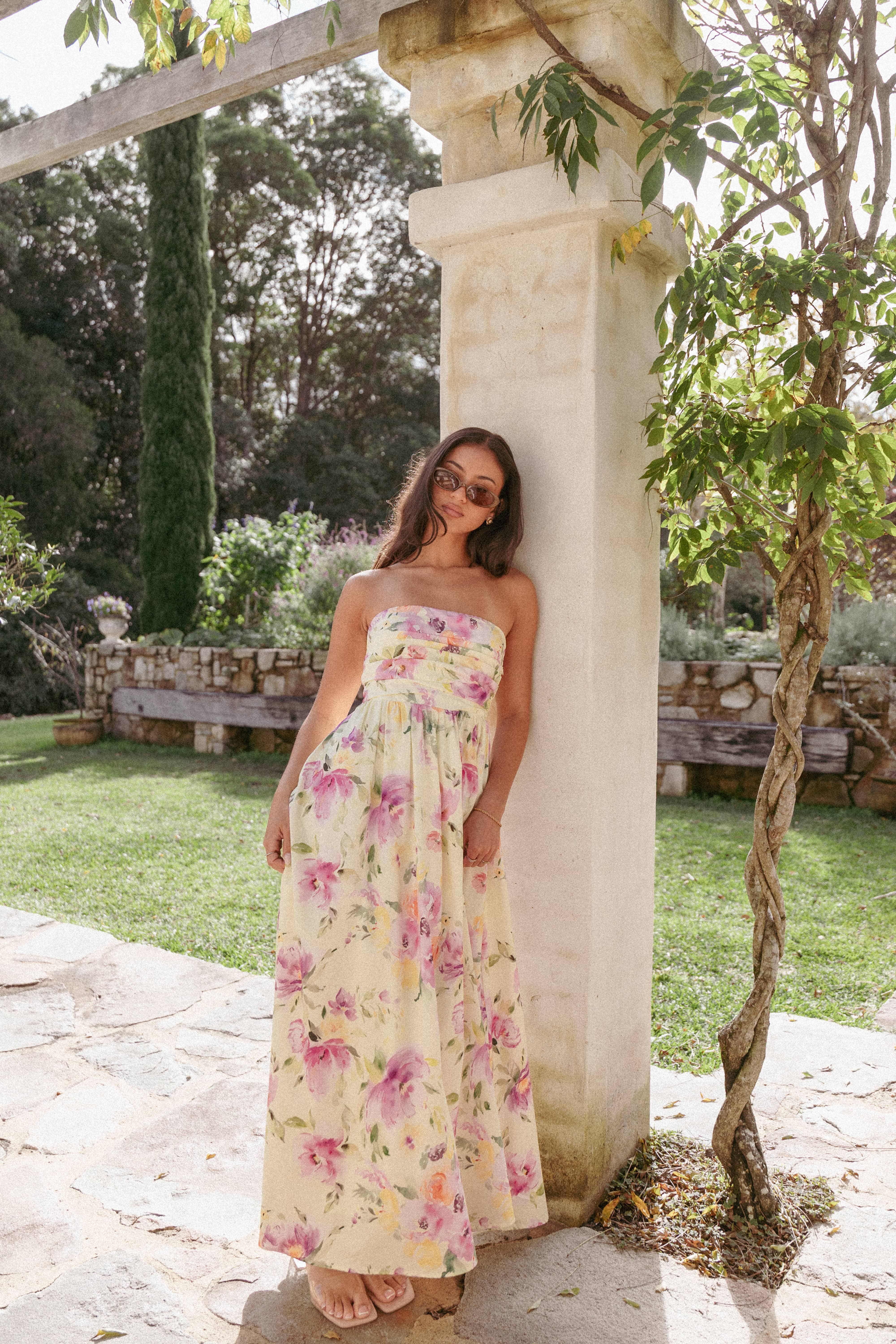 DRESSES Kayt Strapless Dress - Yellow Petunia