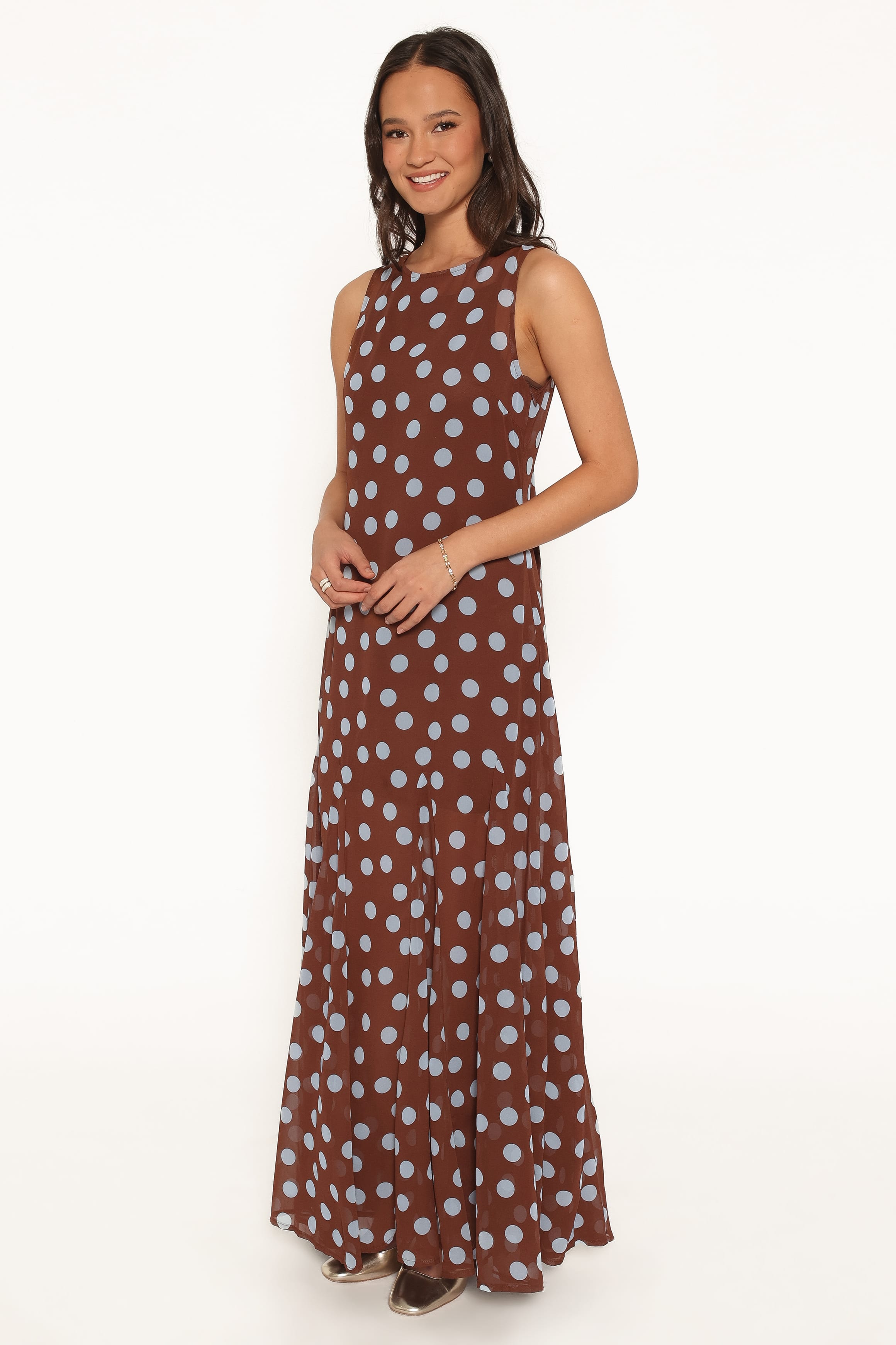 DRESSES Keani Maxi Dress - Brown Polka Dot