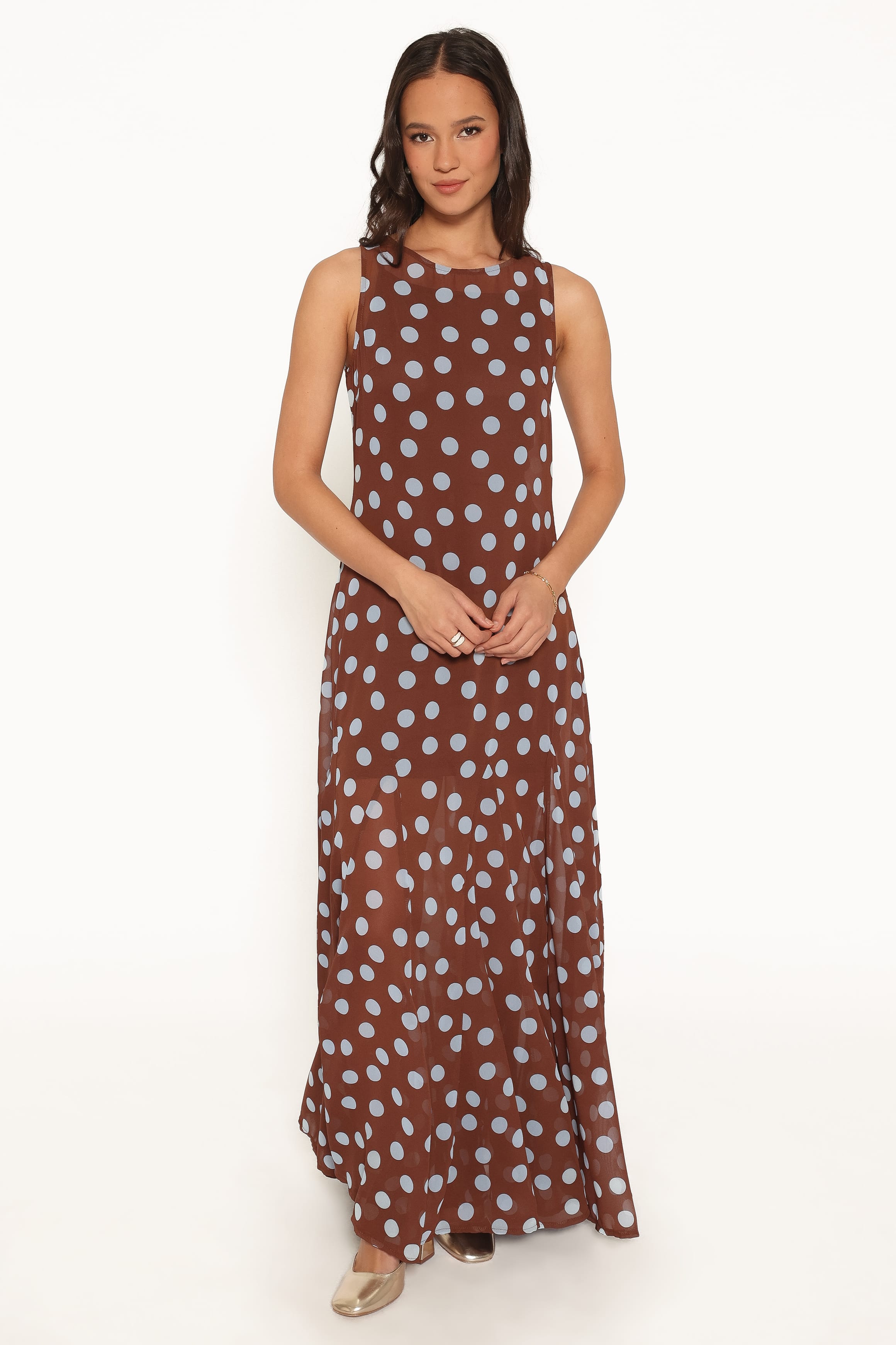DRESSES Keani Maxi Dress - Brown Polka Dot