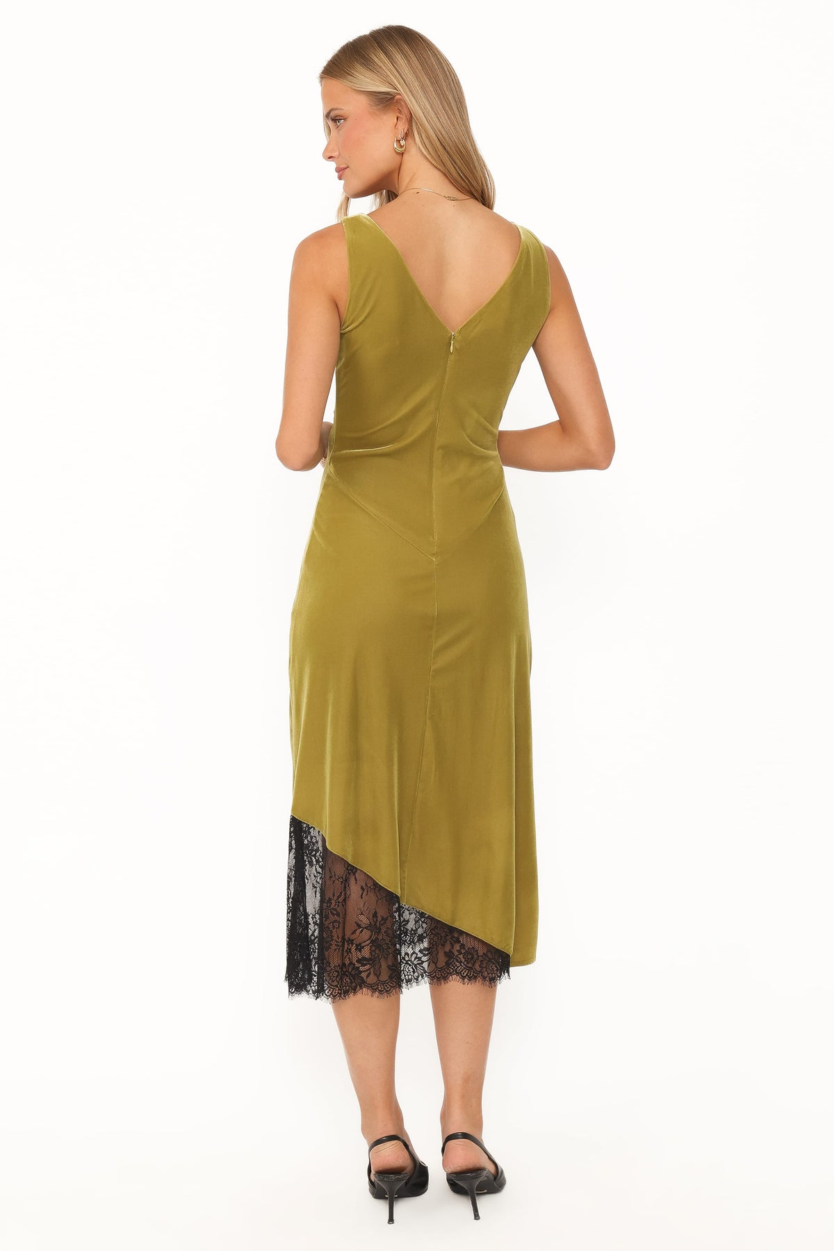 DRESSES Lorraine Velvet Lace Midi Dress - Green/Black