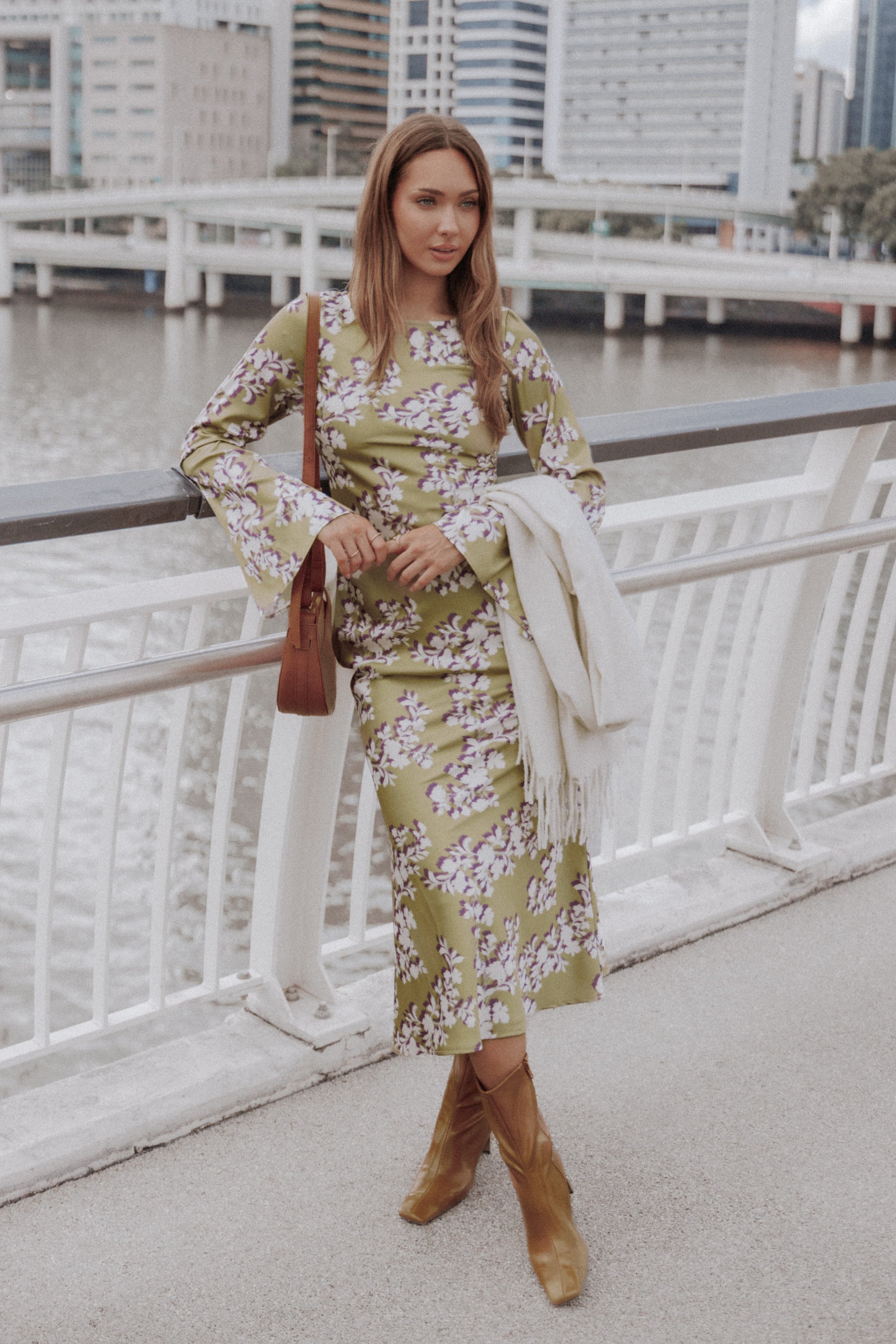 DRESSES Maia Long Sleeve Maxi Dress - Green Rum Floral