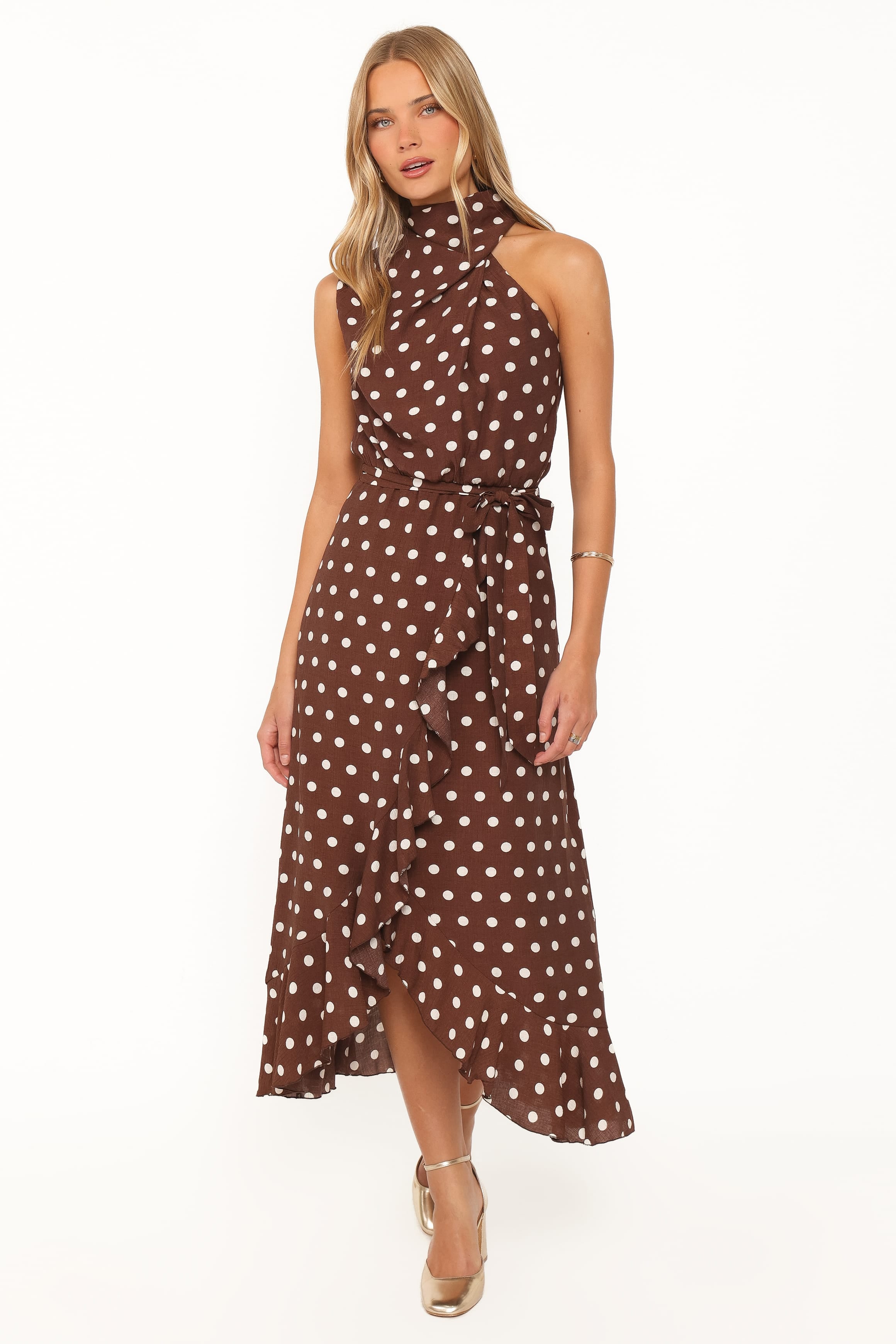DRESSES Olana Midi Dress - Brown Polka Dot