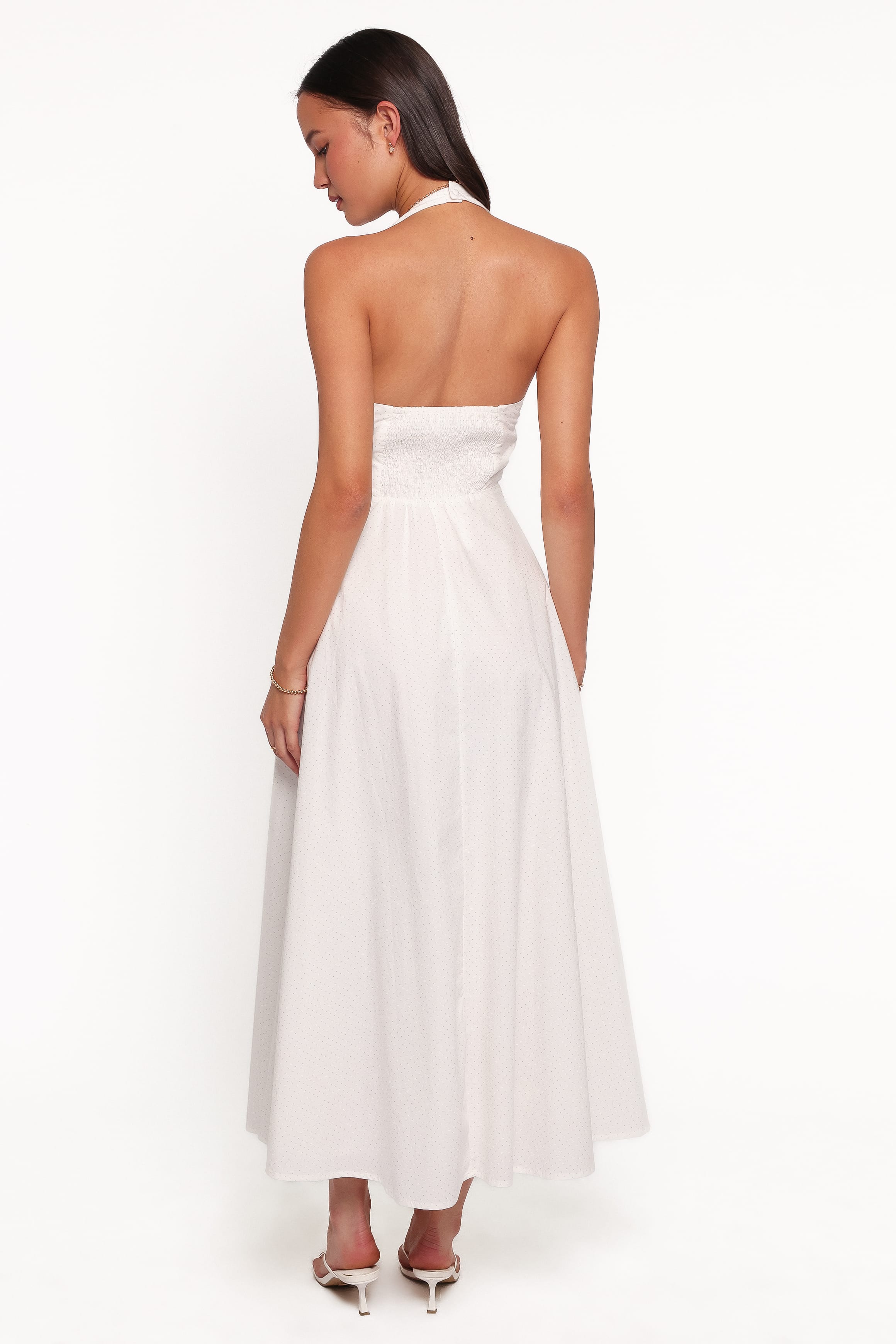DRESSES Ovella Halterneck Midi Dress - White Polka Dot