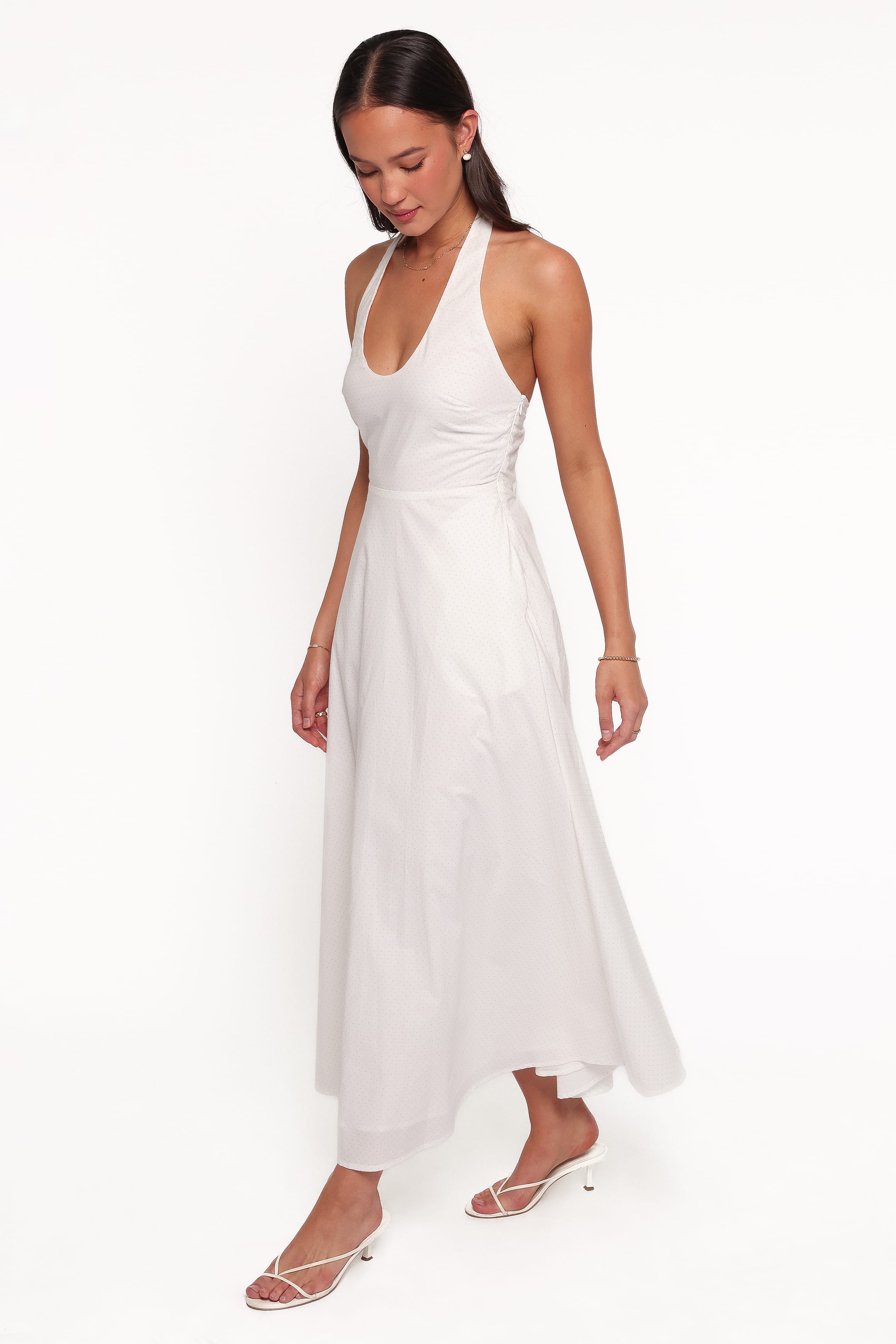 DRESSES Ovella Halterneck Midi Dress - White Polka Dot