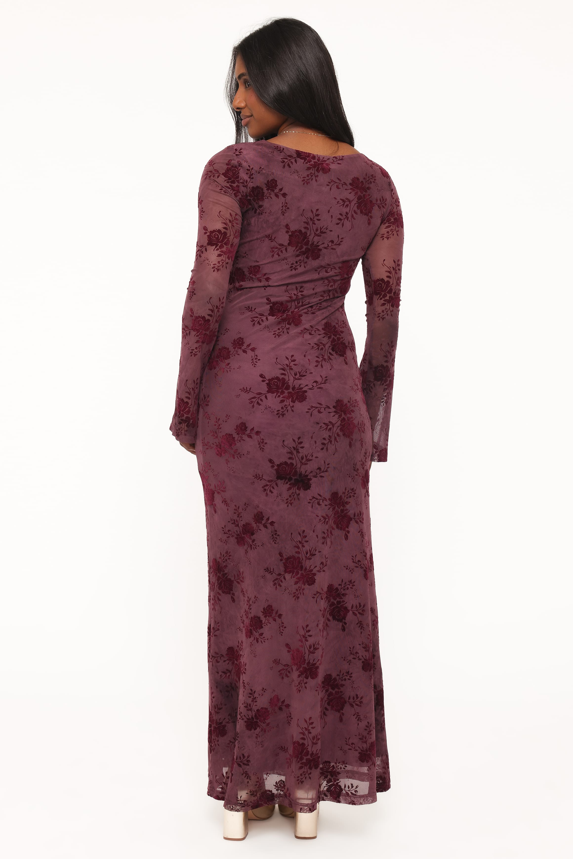 DRESSES Pandora Long Sleeve Maxi Dress - Plum Burnout