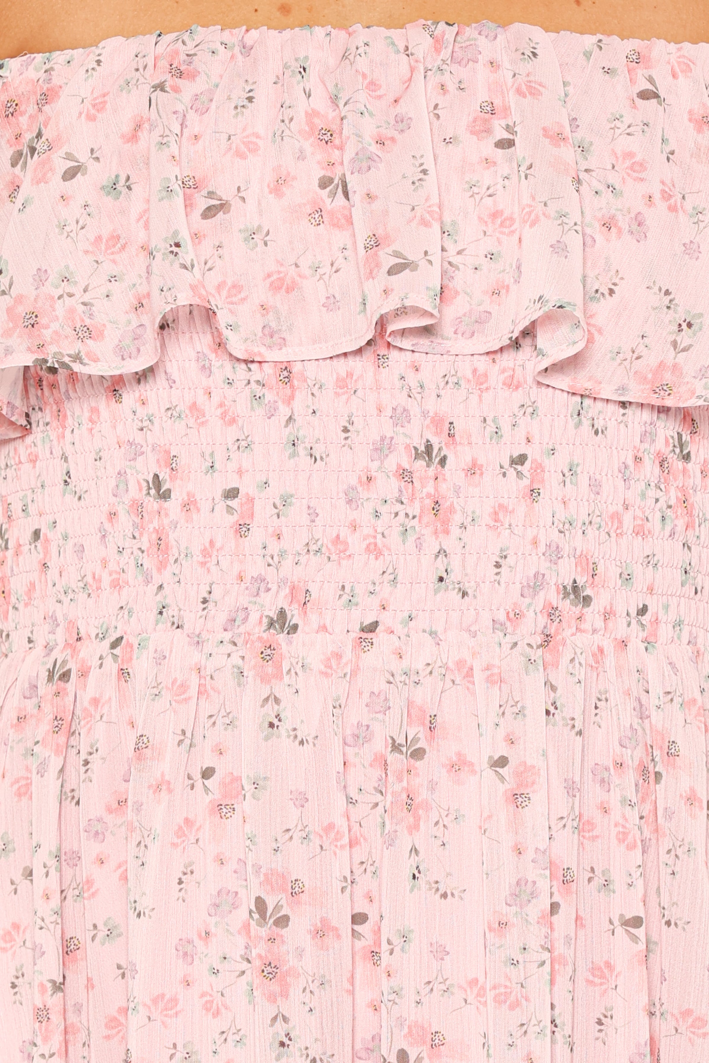 DRESSES Priscilla Strapless Midi Dress - Pink Floral