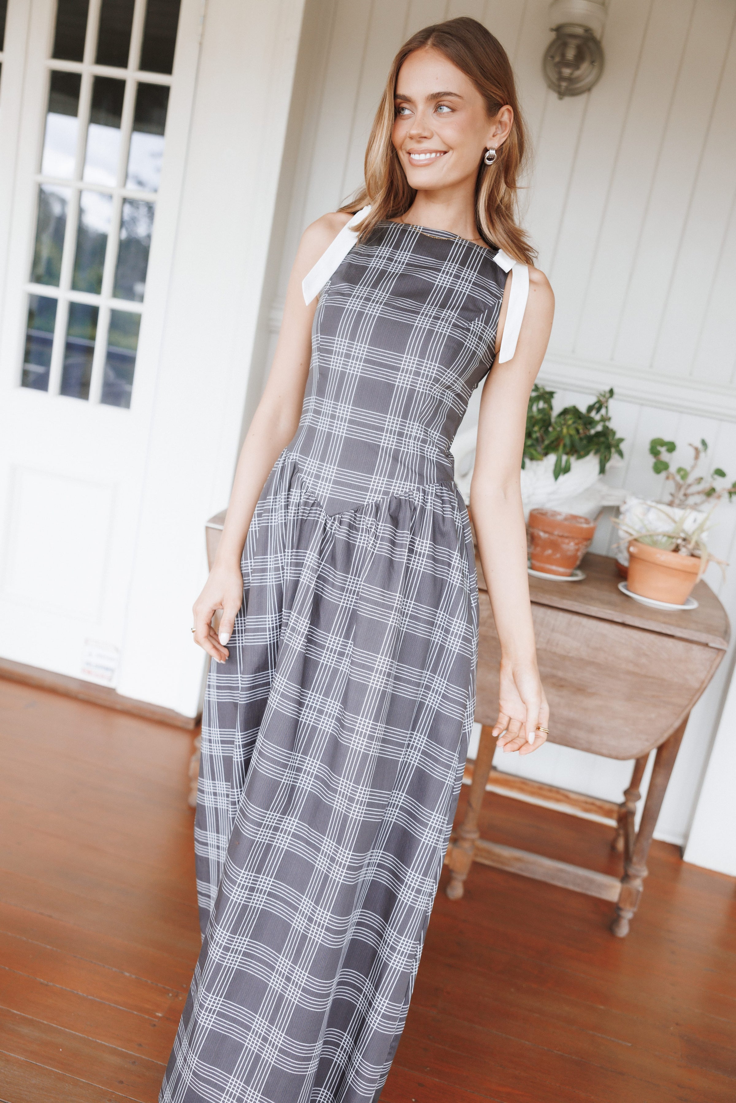 DRESSES Rafaella Maxi Dress - Charcoal Plaid