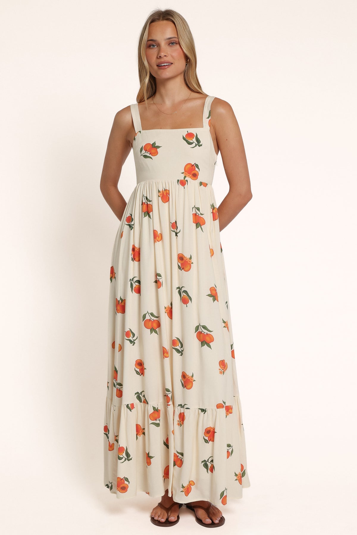 DRESSES Reid Maxi Dress - Cream Peach Print
