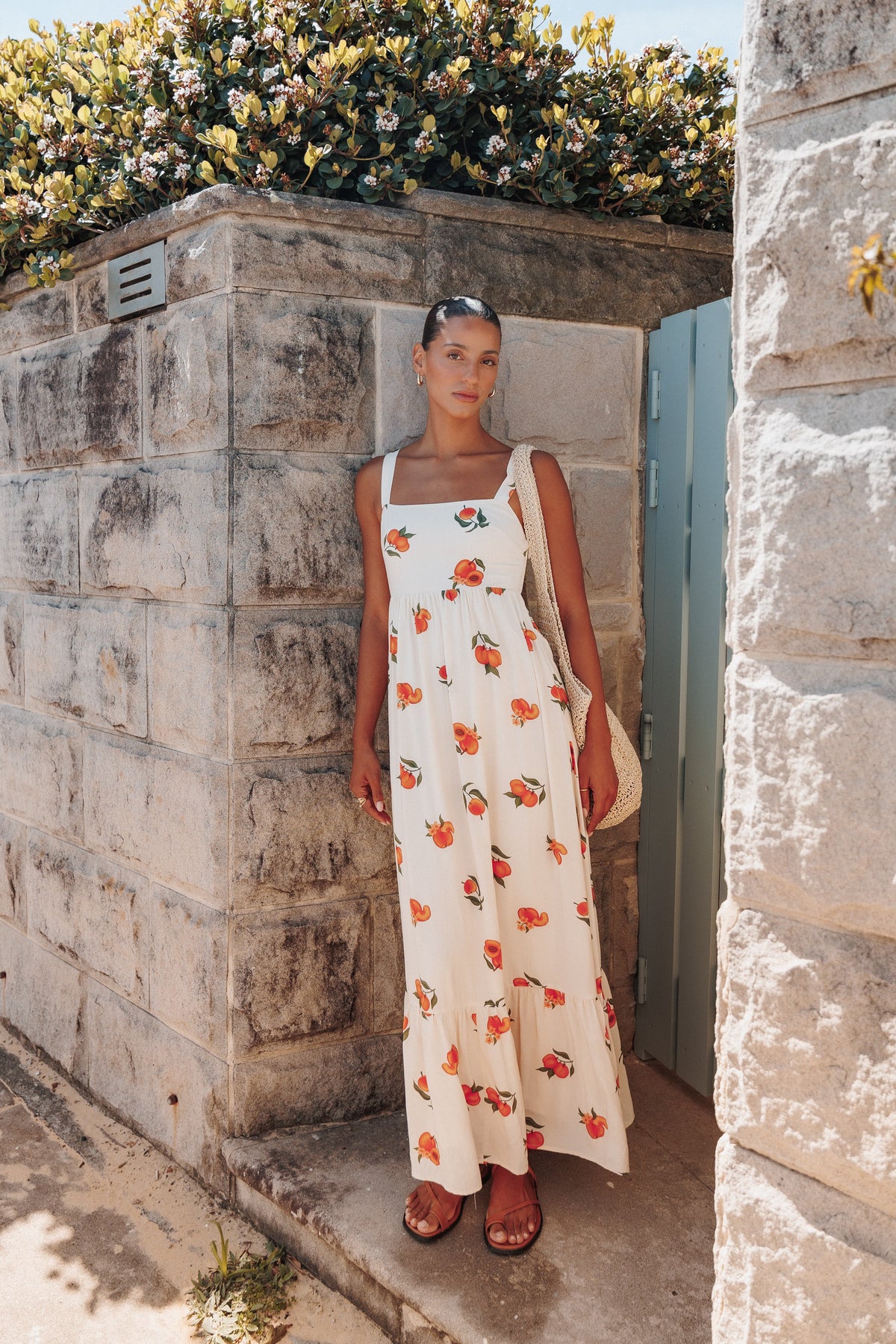 DRESSES Reid Maxi Dress - Cream Peach Print