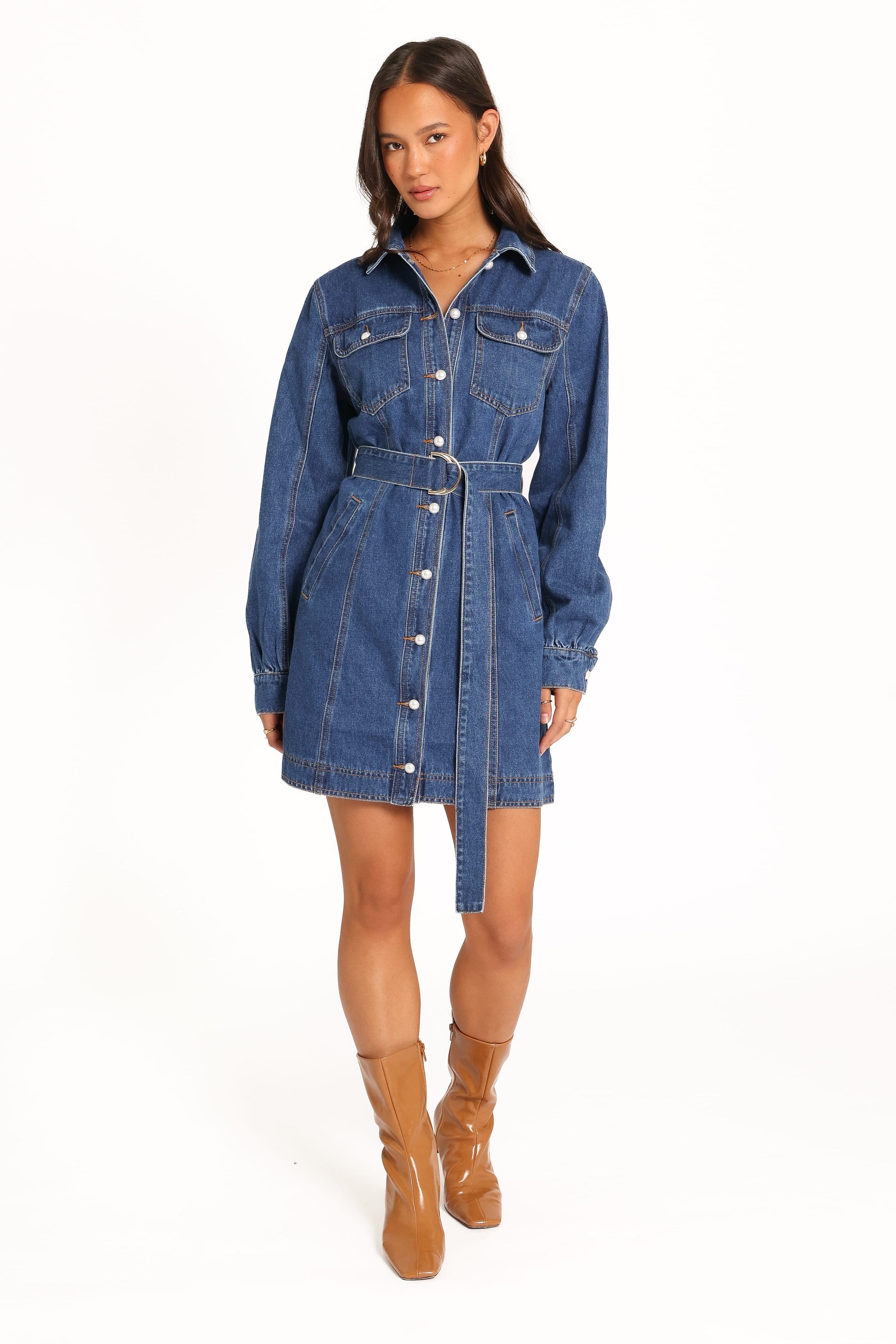 DRESSES Robina Long Sleeve Mini Dress - Indigo Denim