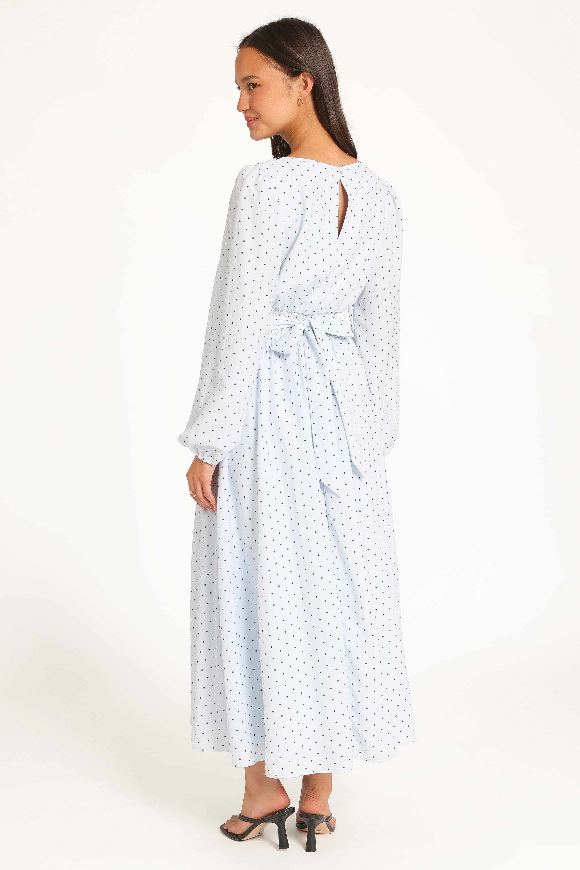 DRESSES Roman Long Sleeve Maxi Dress - Blue Polka Dot