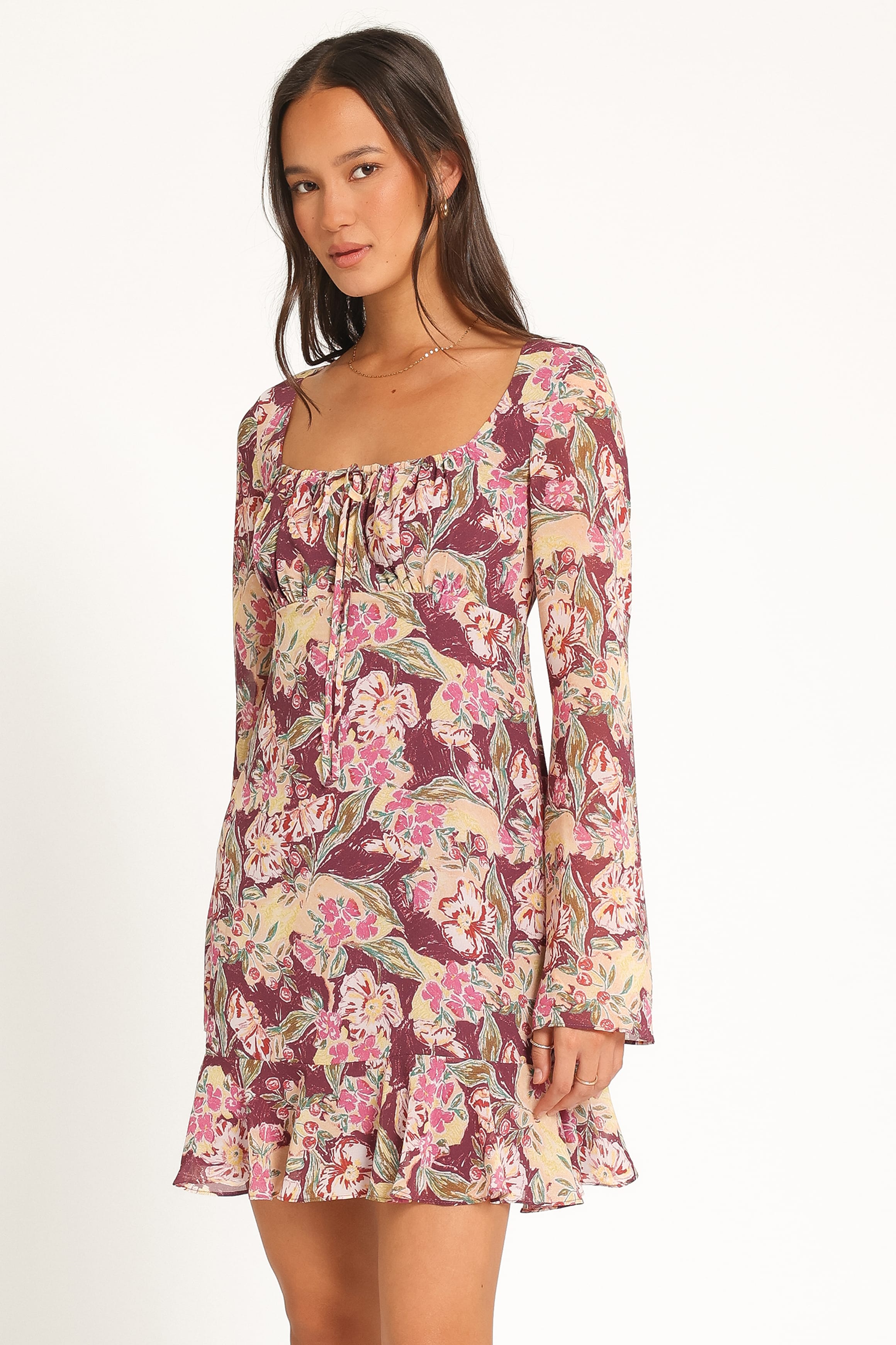 DRESSES Rosalia Chiffon Mini Dress - Purple Floral