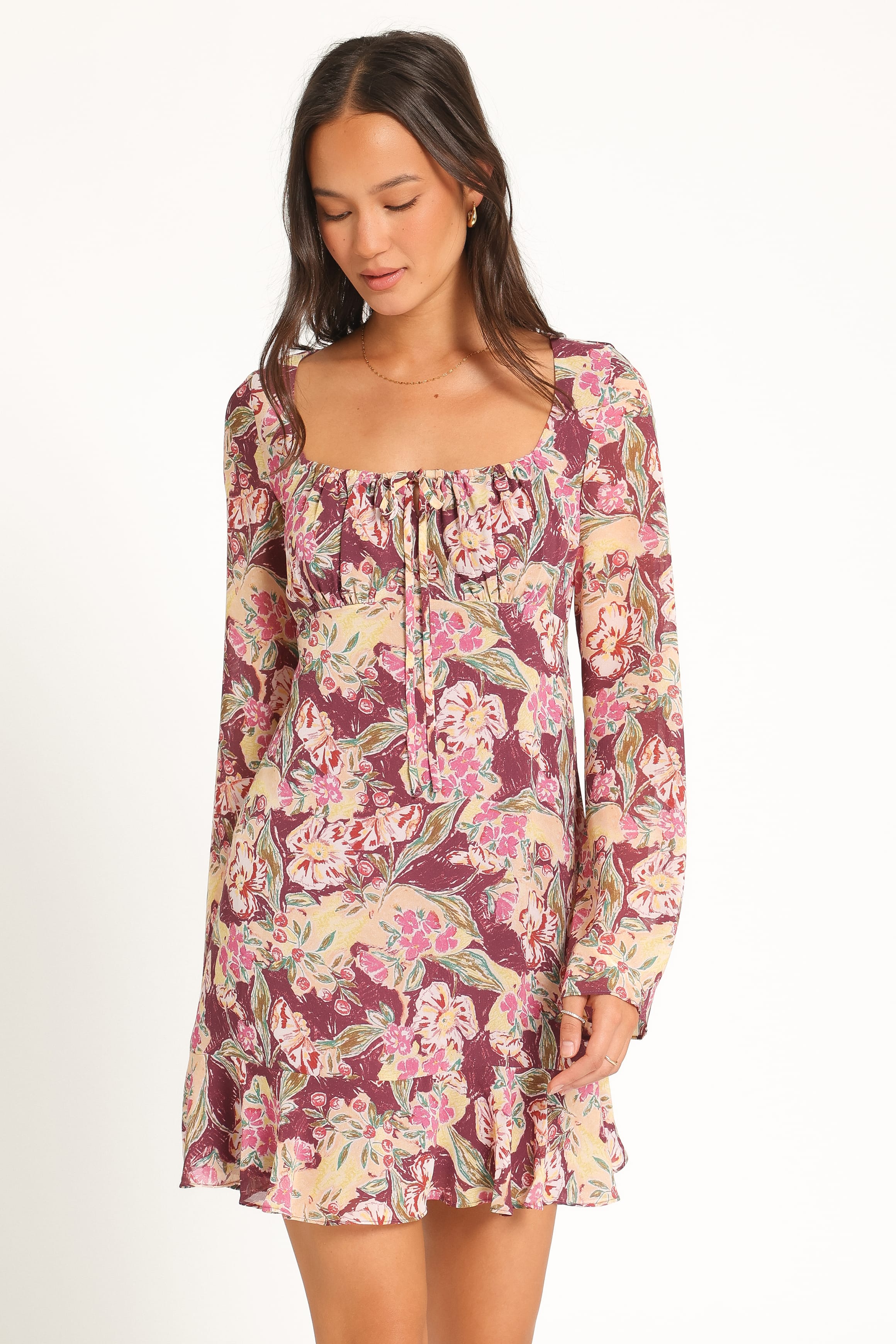 DRESSES Rosalia Chiffon Mini Dress - Purple Floral