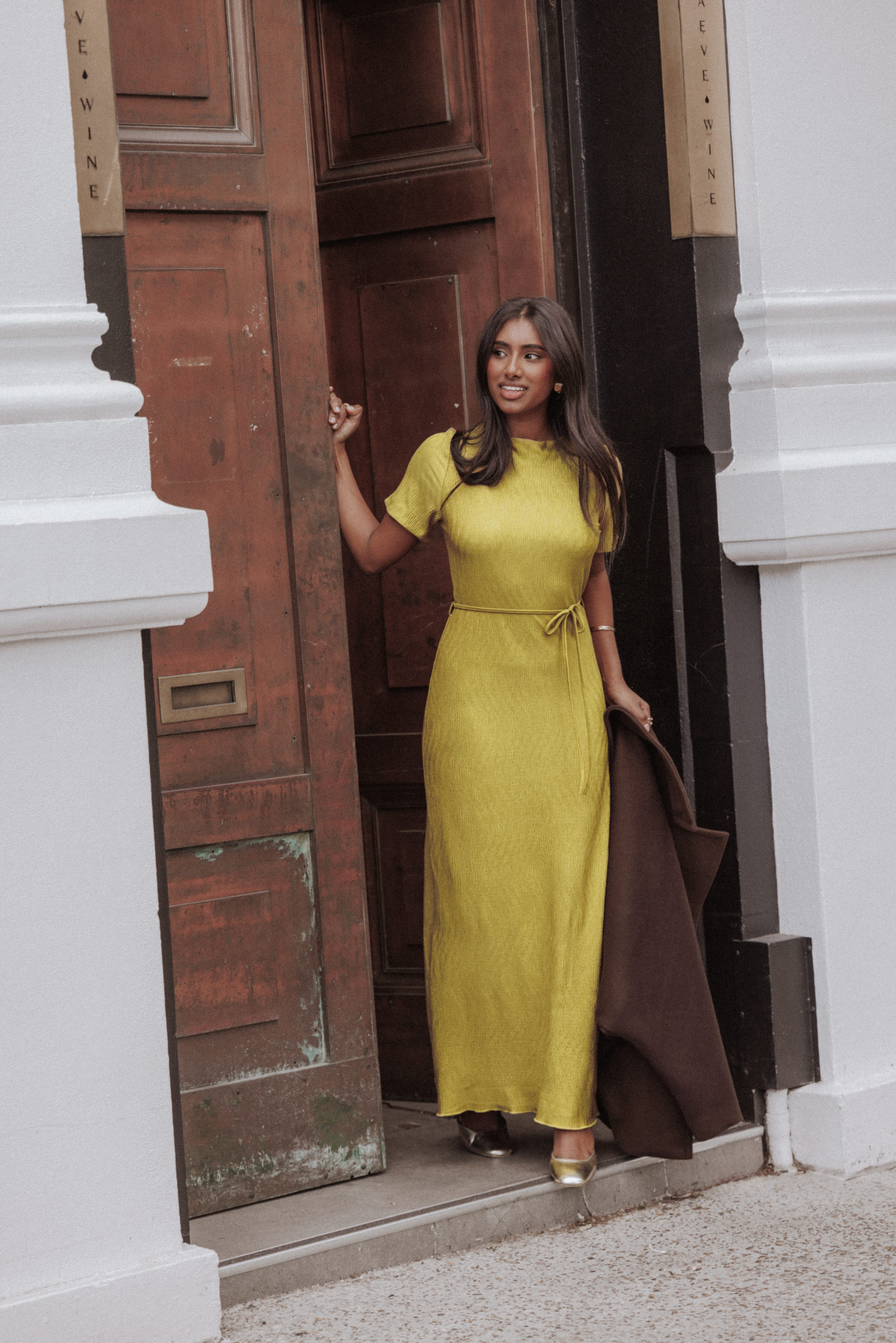 DRESSES Samantha Plisse Maxi Dress - Burnished Gold