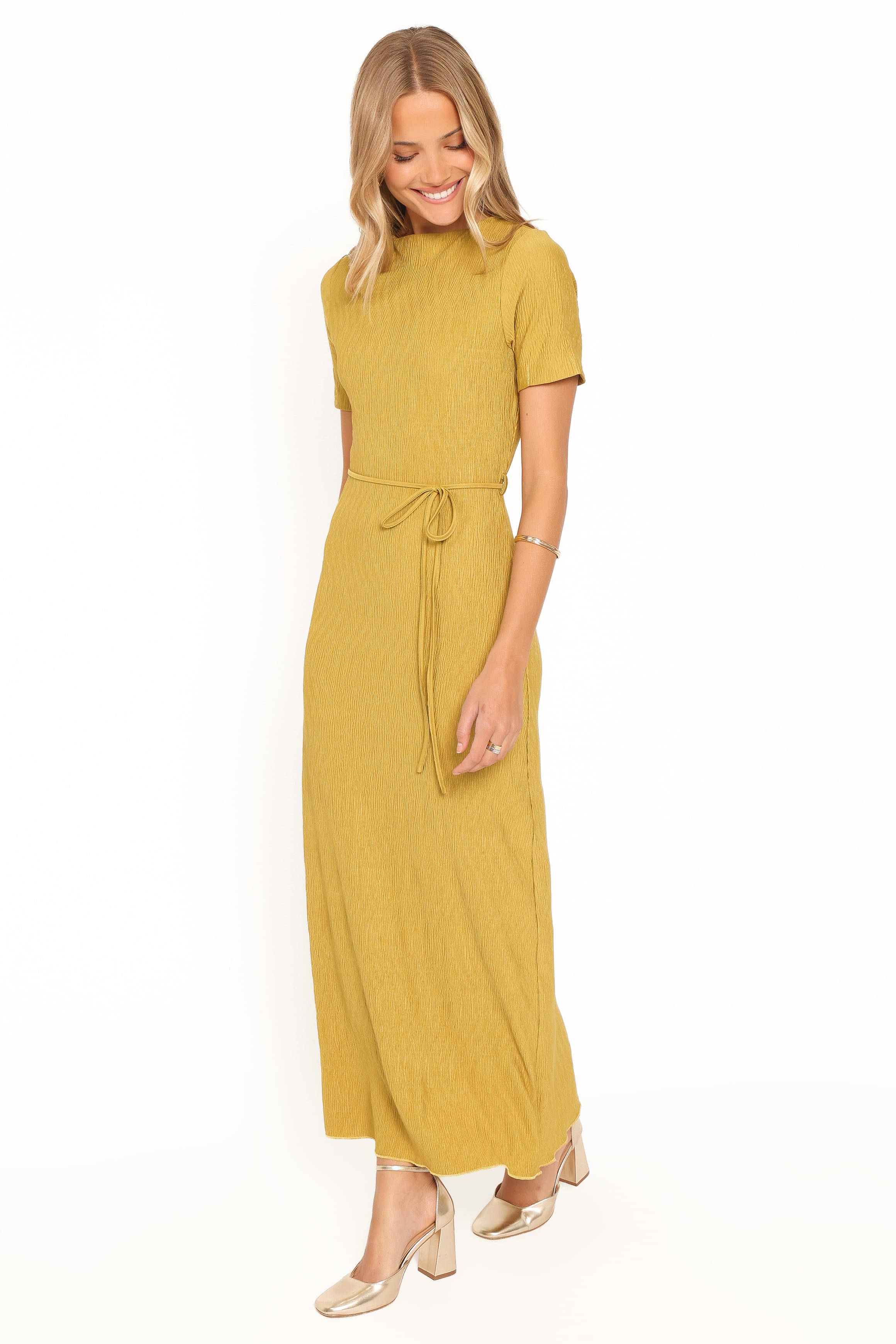 DRESSES Samantha Plisse Maxi Dress - Burnished Gold