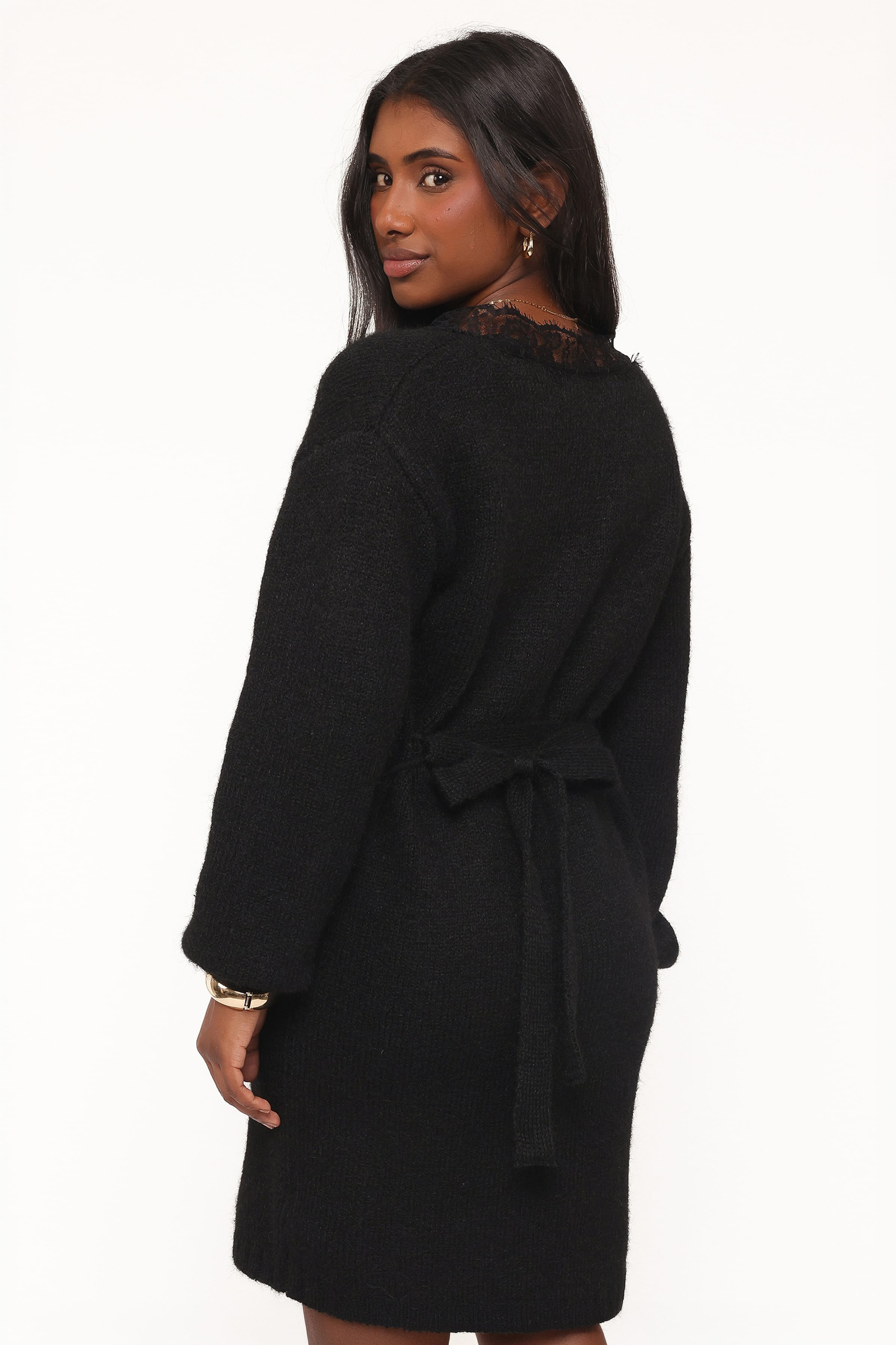 DRESSES Sharona Lace Trim Knit Mini Dress - Black