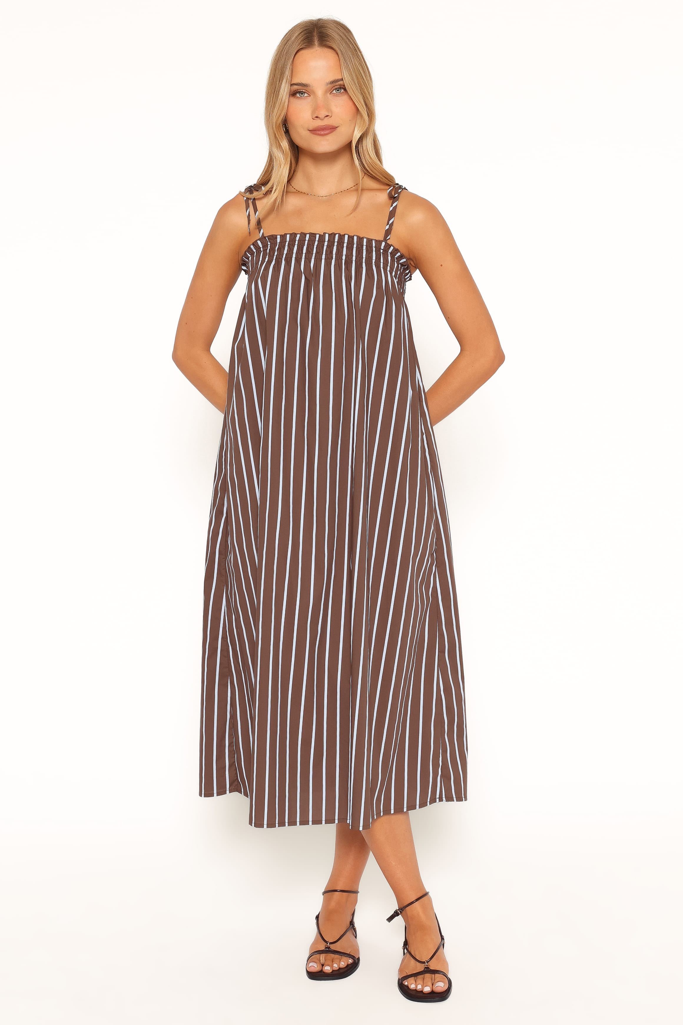 DRESSES Talita Maxi Dress - Brown/Blue Stripe