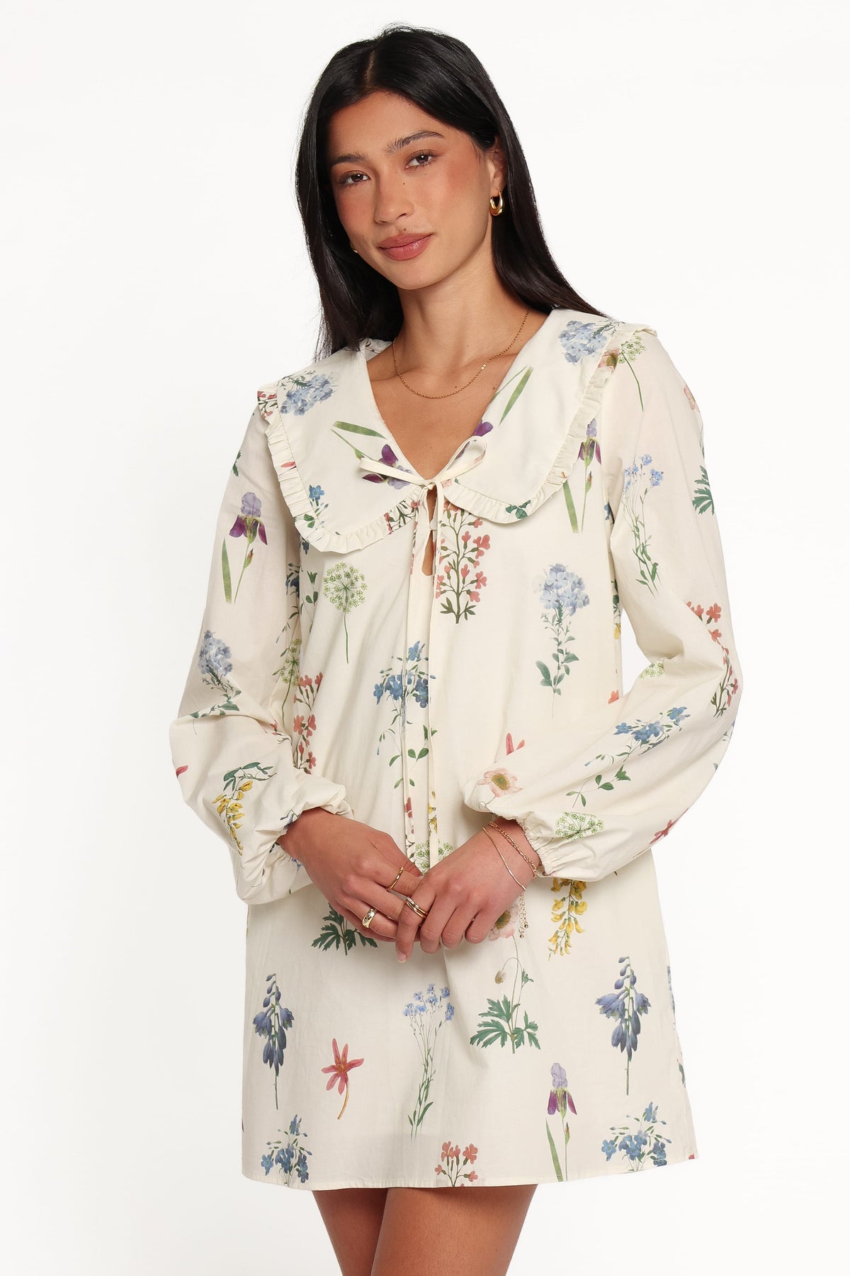 DRESSES Tallyn Long Sleeve Mini Dress - Cream Floral