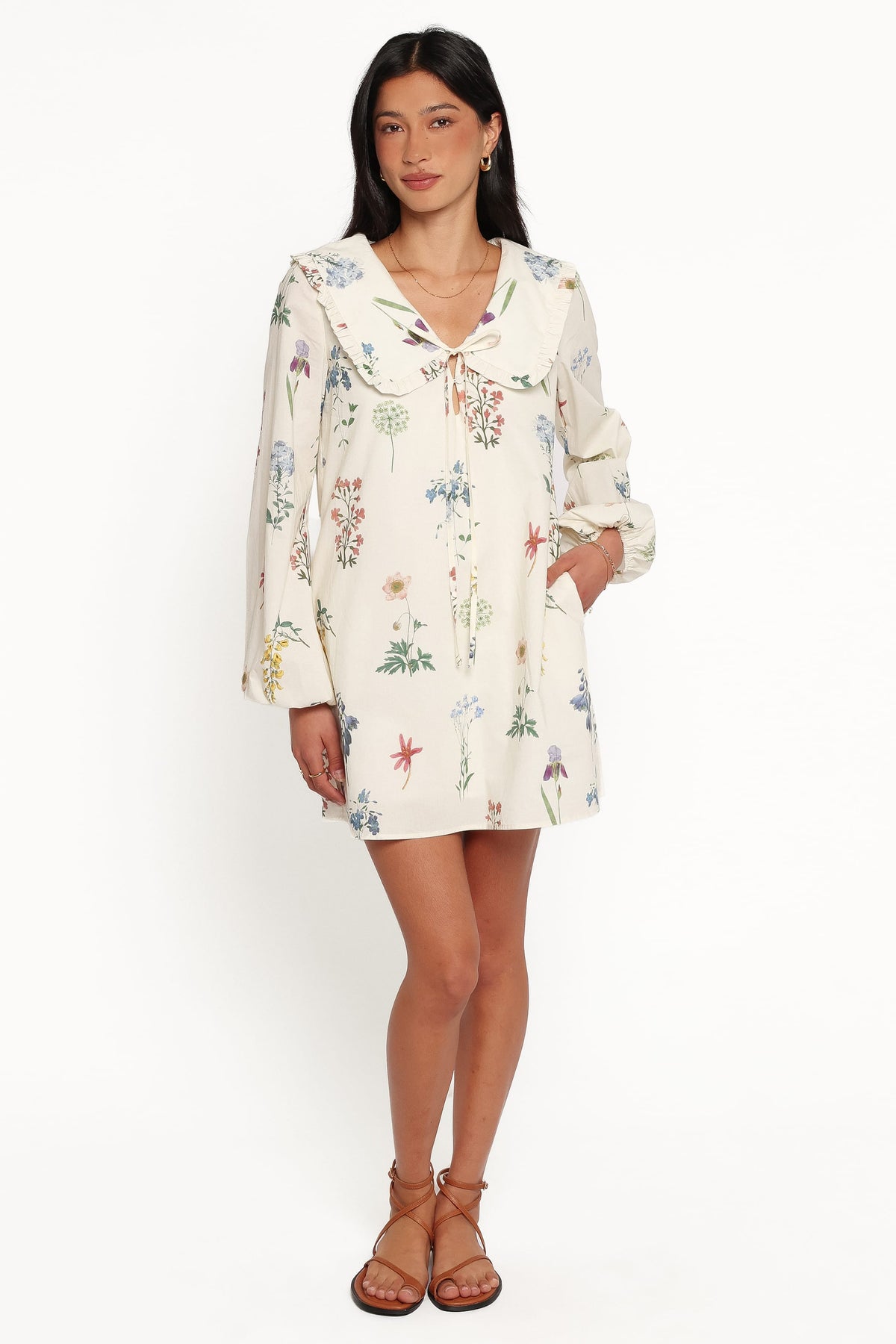 DRESSES Tallyn Long Sleeve Mini Dress - Cream Floral