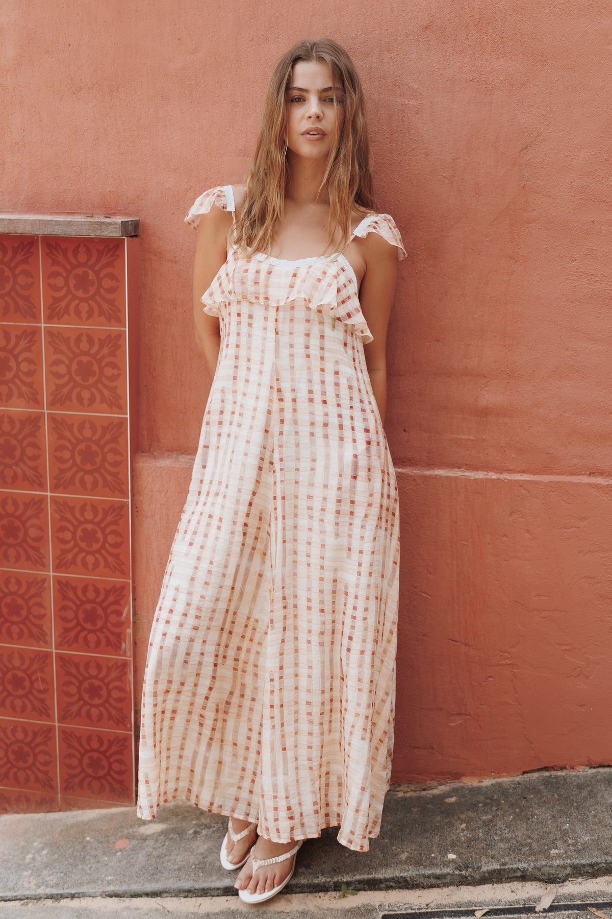 DRESSES Thalina Maxi Dress - Red Lilac Geo