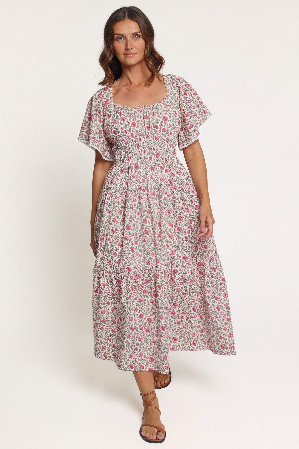 DRESSES Tierney Midi Dress - Pink Green Floral